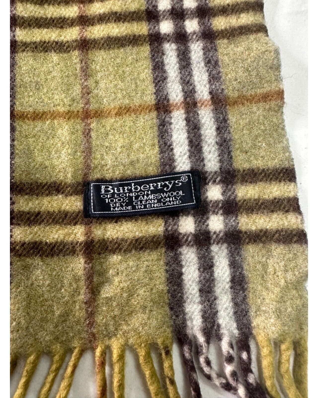Burberry Burberry's Vintage Check Scarf Green 100% Lambswool Unisex Size ONE SIZE - 3 Thumbnail