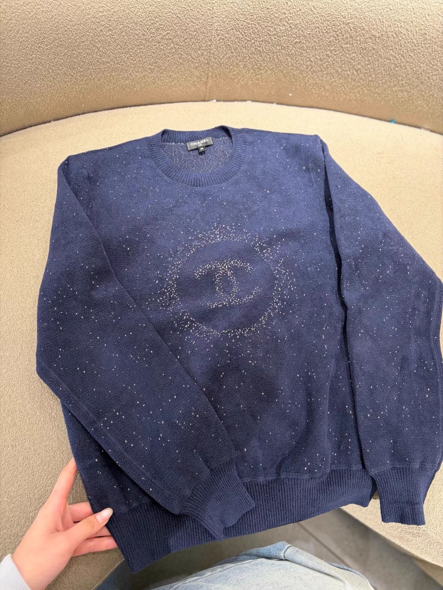 Chanel CHANEL Deep Blue Double C Star Knit Sweater 36 Size XS / US 0-2 / IT 36-38 - 3 Thumbnail