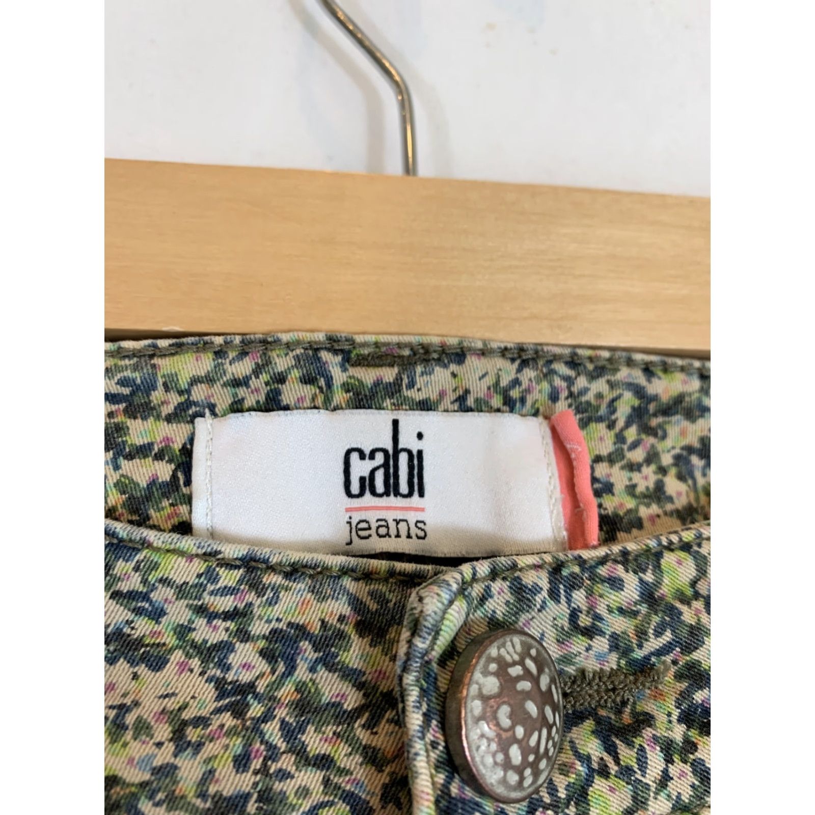 Vintage Cabi Jeans Womens Size 0 Skinny Denim Floral Green Jeans Size 25" / US 0 / IT 36 - 4 Thumbnail