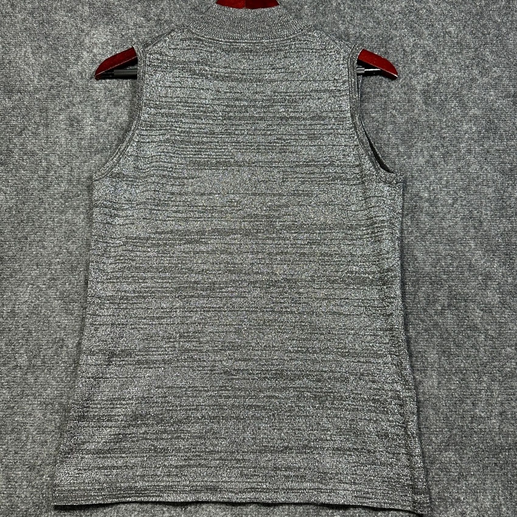 Vintage Premise Top Womens Large Gray Silver Metallic Knit Mock Neck Sleeveless Size L / US 10 / IT 46 - 7 Thumbnail