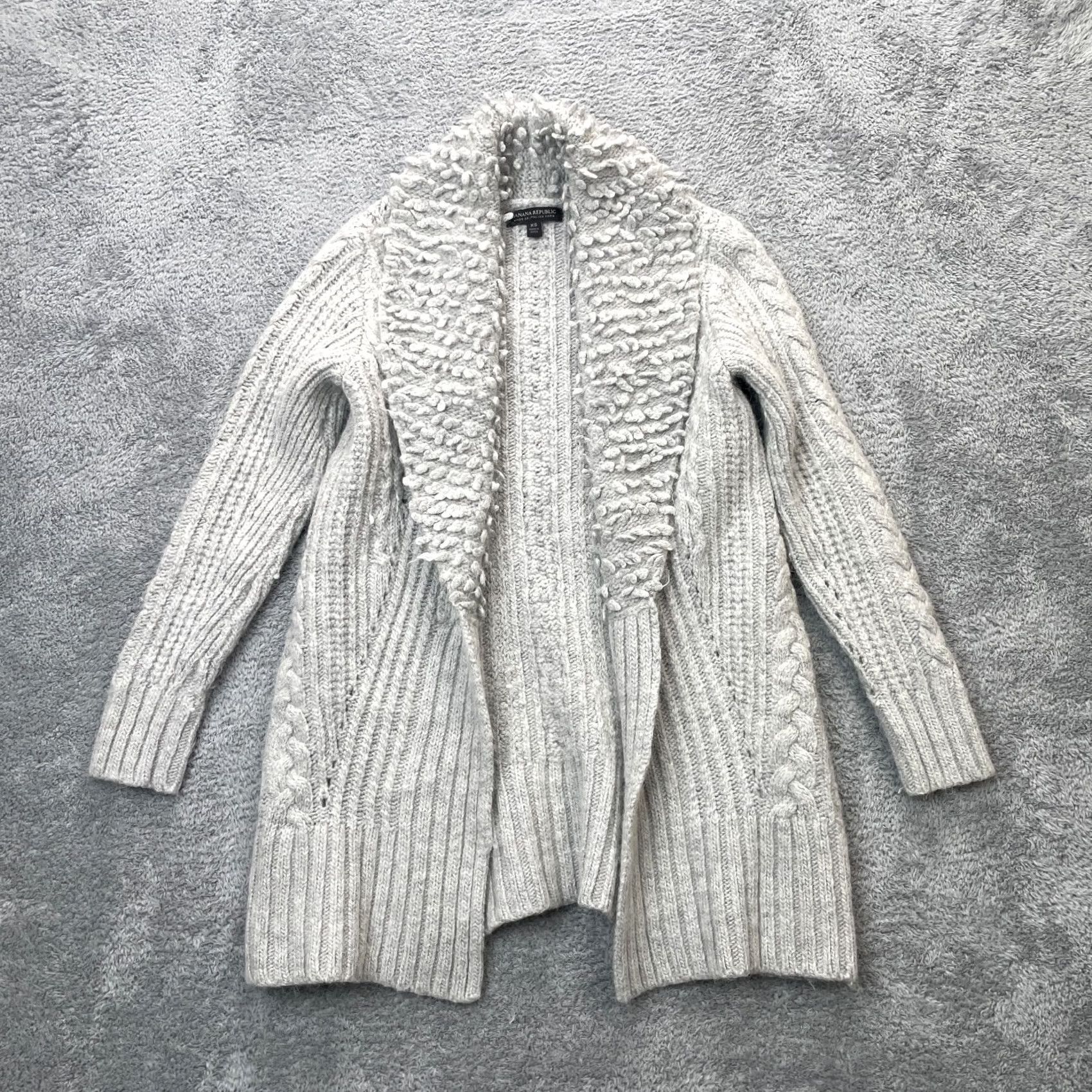 Banana Republic Banana Republic Sweater Womens XS Gray Cardigan Cable Knit Open Front V-Neck Long Sleeve Winter Autumn Casual Travel Pockets Size XS / US 0-2 / IT 36-38 - 2 Thumbnail