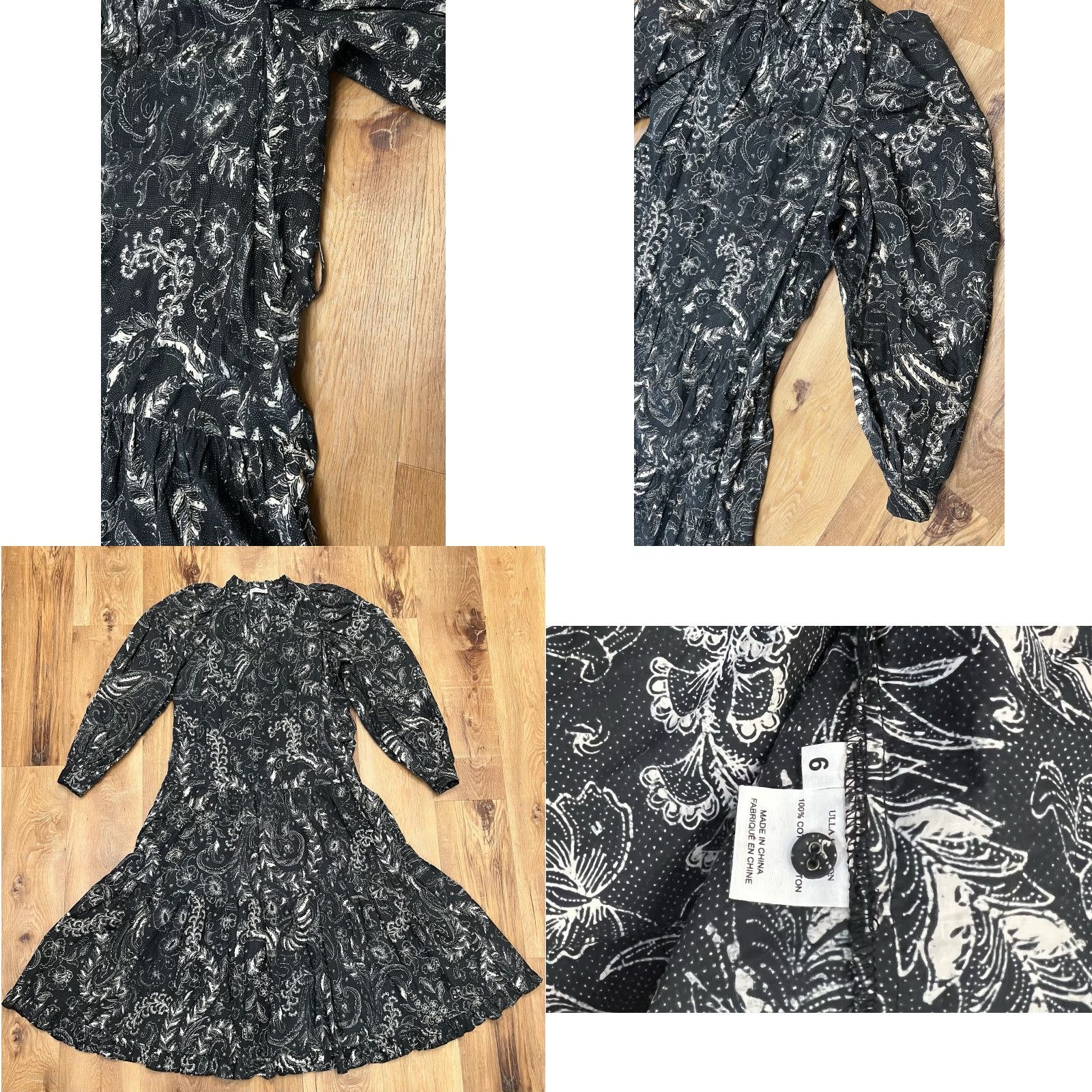 Ulla Johnson Ulla Johnson Cotton Midi Dress Black White 6 Women Floral Fit & Flare Size M / US 6-8 / IT 42-44 - 8 Thumbnail