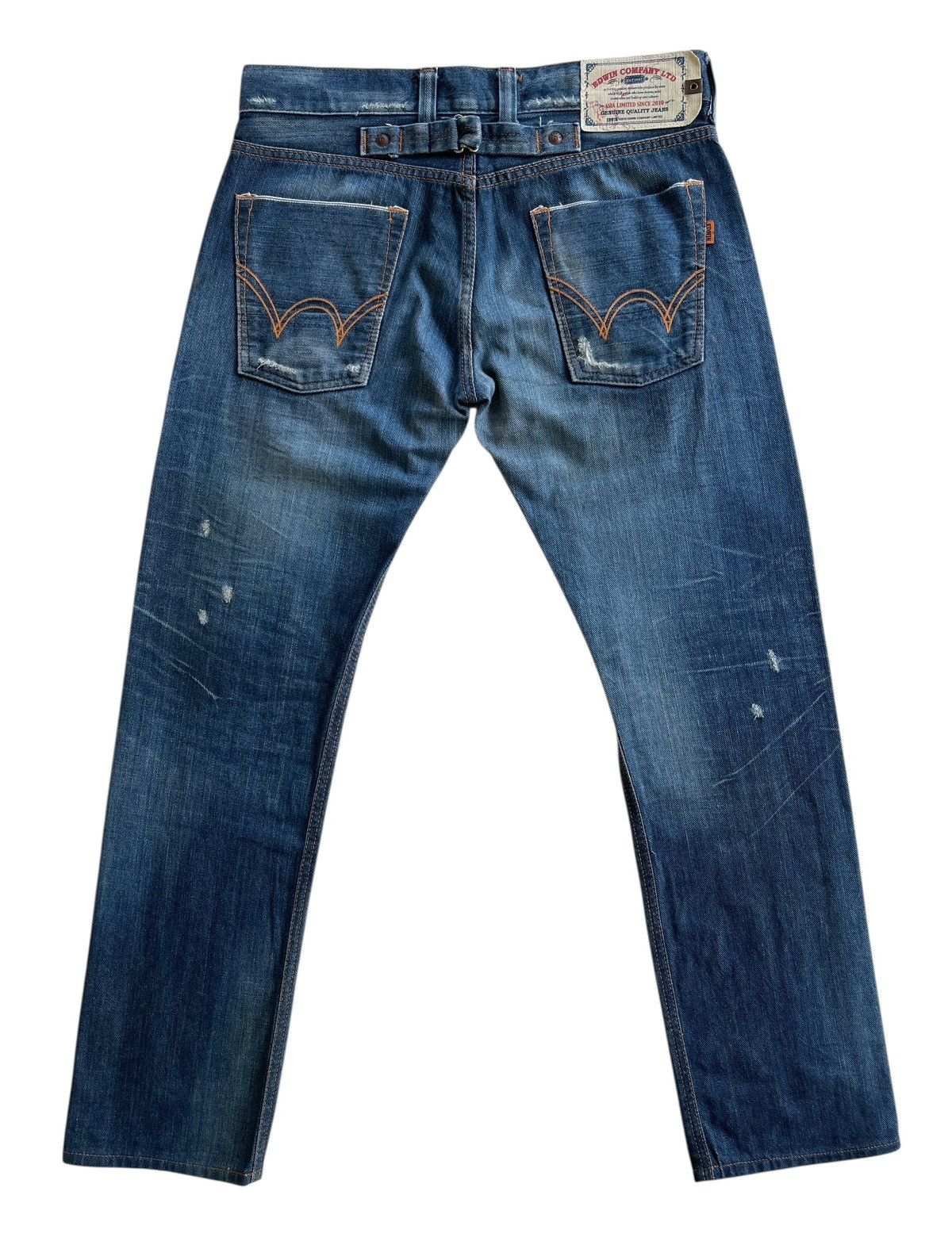 Japanese Brand Edwin Limited Blue Selvedge Buckleback Distressed Denim Size US 31 - 2 Thumbnail