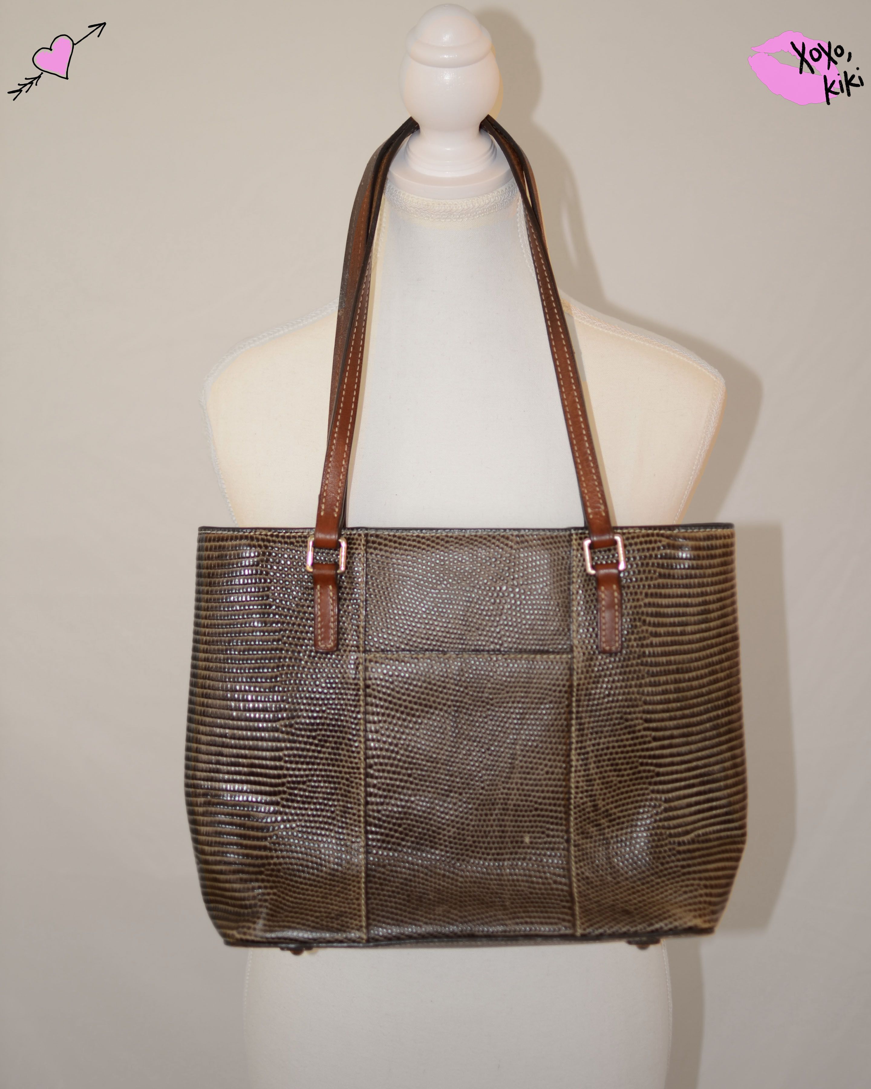Dooney & Bourke DONNEY & BROOKE BROWN ALLIGATOR STYLE TOTE Size ONE SIZE - 2 Thumbnail