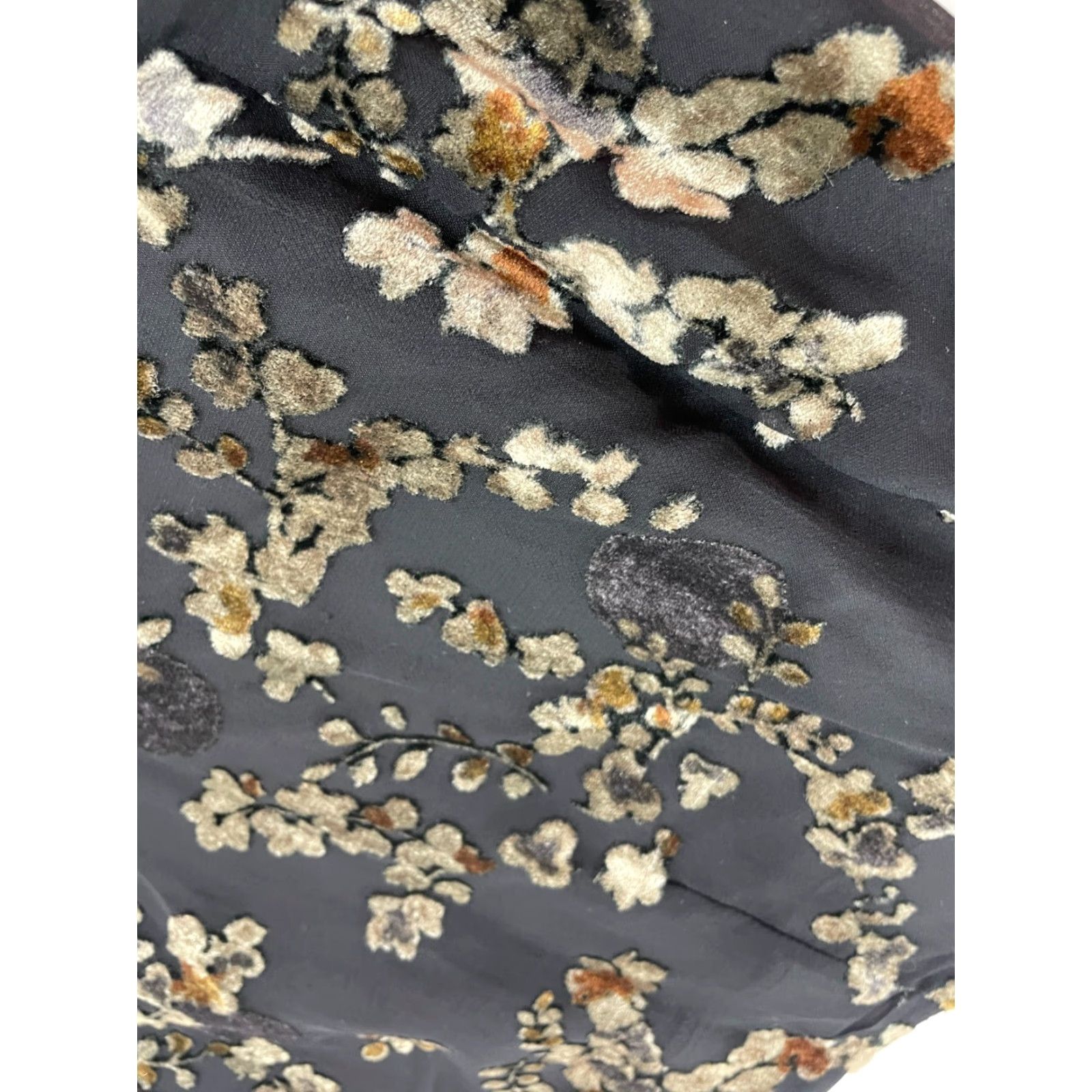 Vintage MONDO Skirt Women's Size 12 Black Brown Floral Botanical Velvet Knee Length Size 34" / US 12 / IT 48 - 3 Thumbnail