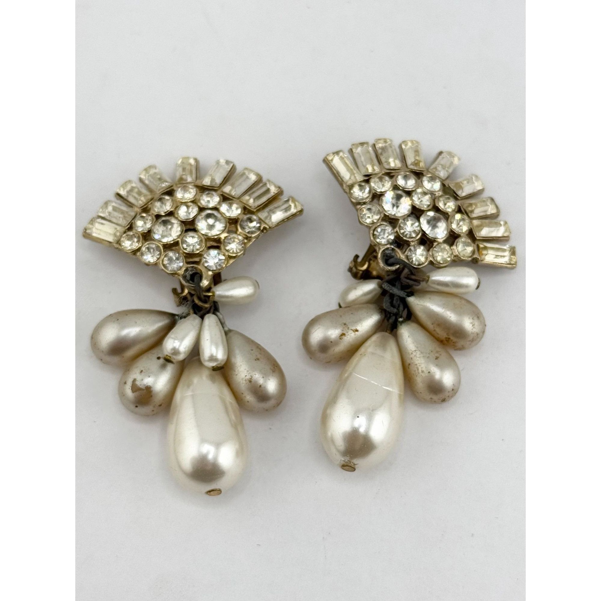 Vintage Vintage large ornate rhinestone & faux pearl tassel dangle s Size ONE SIZE - 5 Thumbnail