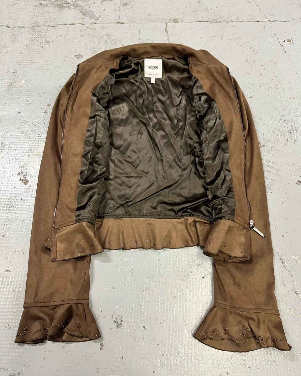 Moschino 2000s Moschino Studded Ruffle Brown Suede Jacket Size M / US 6-8 / IT 42-44 - 8 Thumbnail