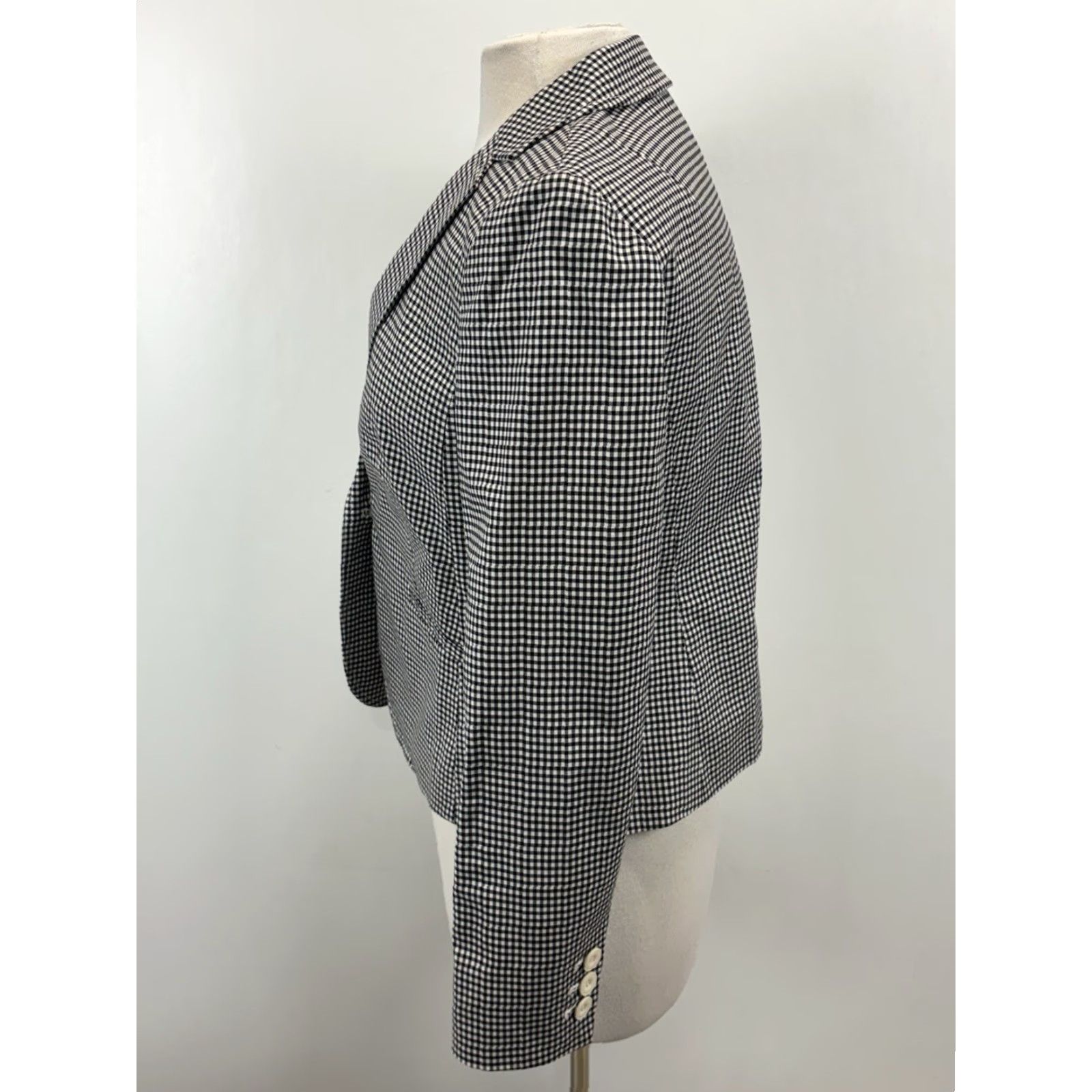 Talbots Talbots Blazer Shirt Women’s 4 Black White Gingham Cotton Lined One-Button Long Sleeve Vintage? (No N/A) Size S / US 4 / IT 40 - 2 Thumbnail