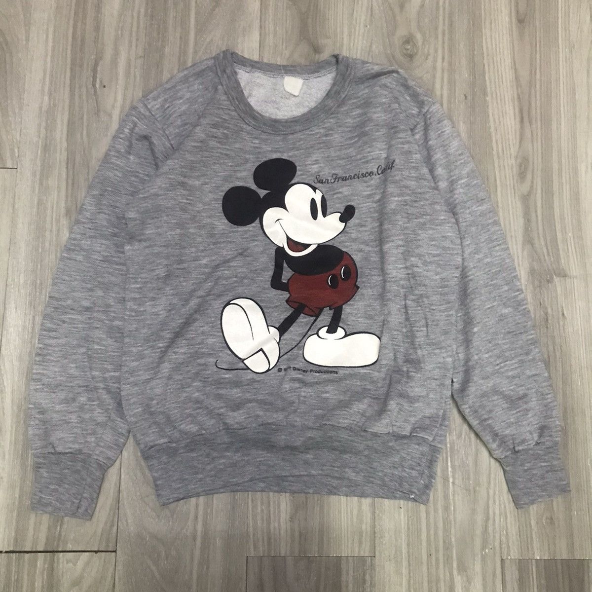 image of Mickey Mouse - Vintage Sweatshirts in Grey, Men's (Size Small)