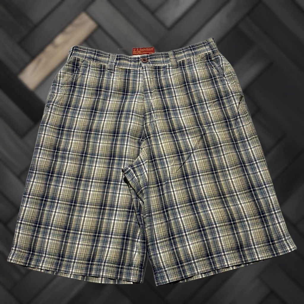 Vintage VINTAGE US Expedition Shorts Mens 36 Blue Green Plaid Chino Cotton Pockets Casual Size US 36 / EU 52 - 1 Thumbnail
