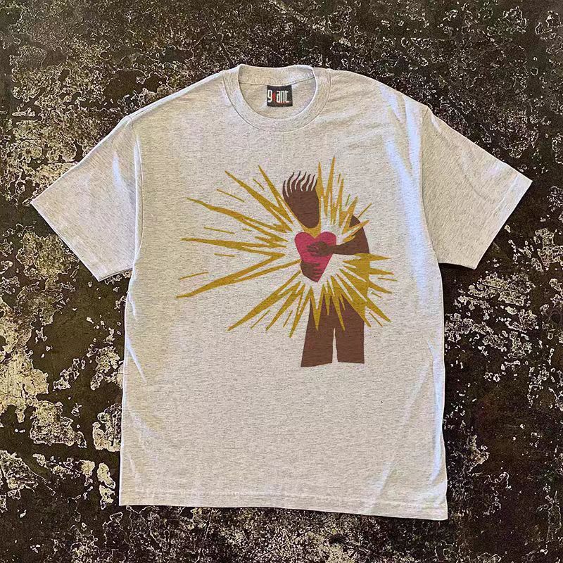 Other Grey street washed retro heart print cotton t-shirt Size US M / EU 48-50 / 2 - 1 Thumbnail
