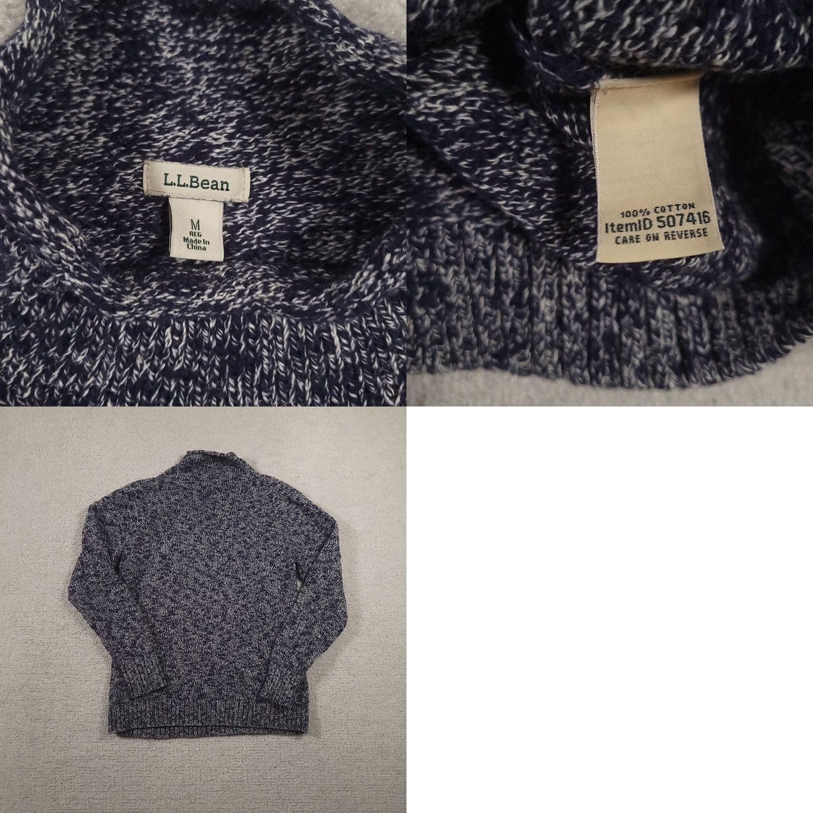 Vintage VINTAGE LL Bean Sweater Womens M Raglan Pullover Knit Mock Neck Blue White Marled Knit Size M / US 6-8 / IT 42-44 - 8 Thumbnail