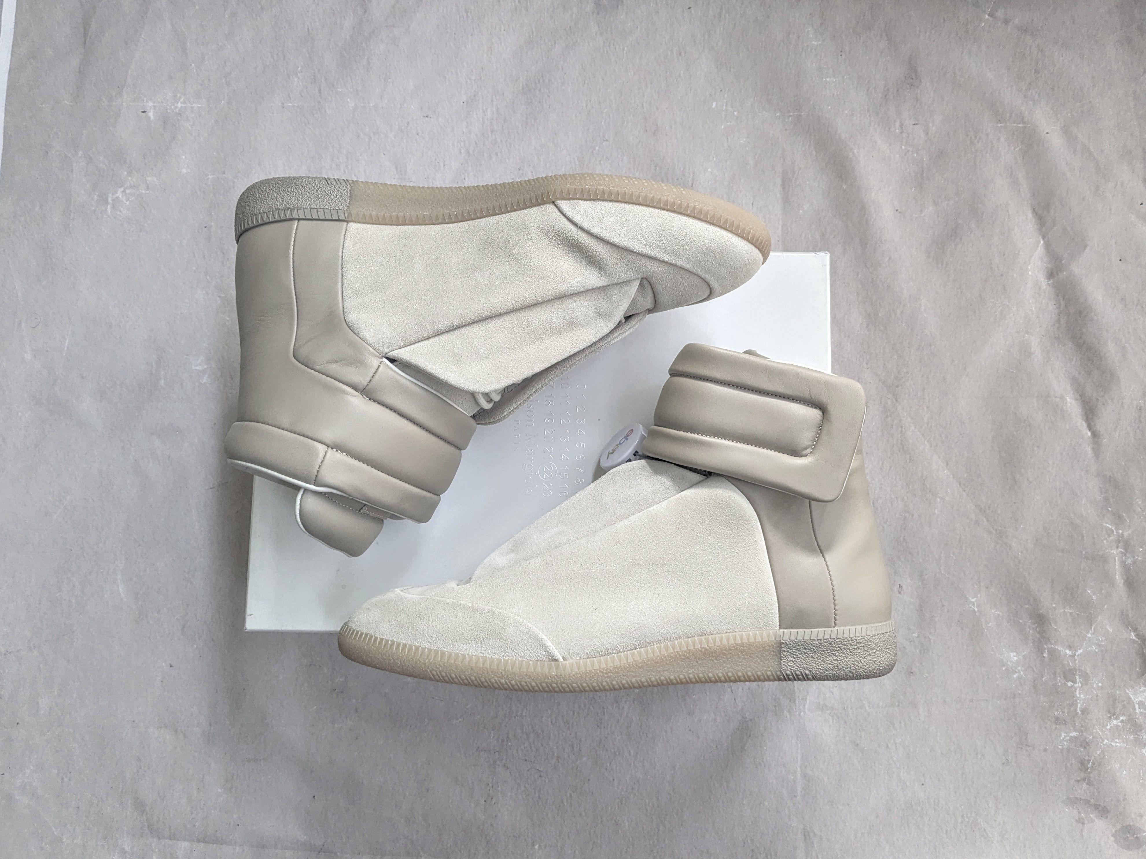 Maison Margiela Future Beige Brown 10 43 Leather High Suede Shoes, Men's