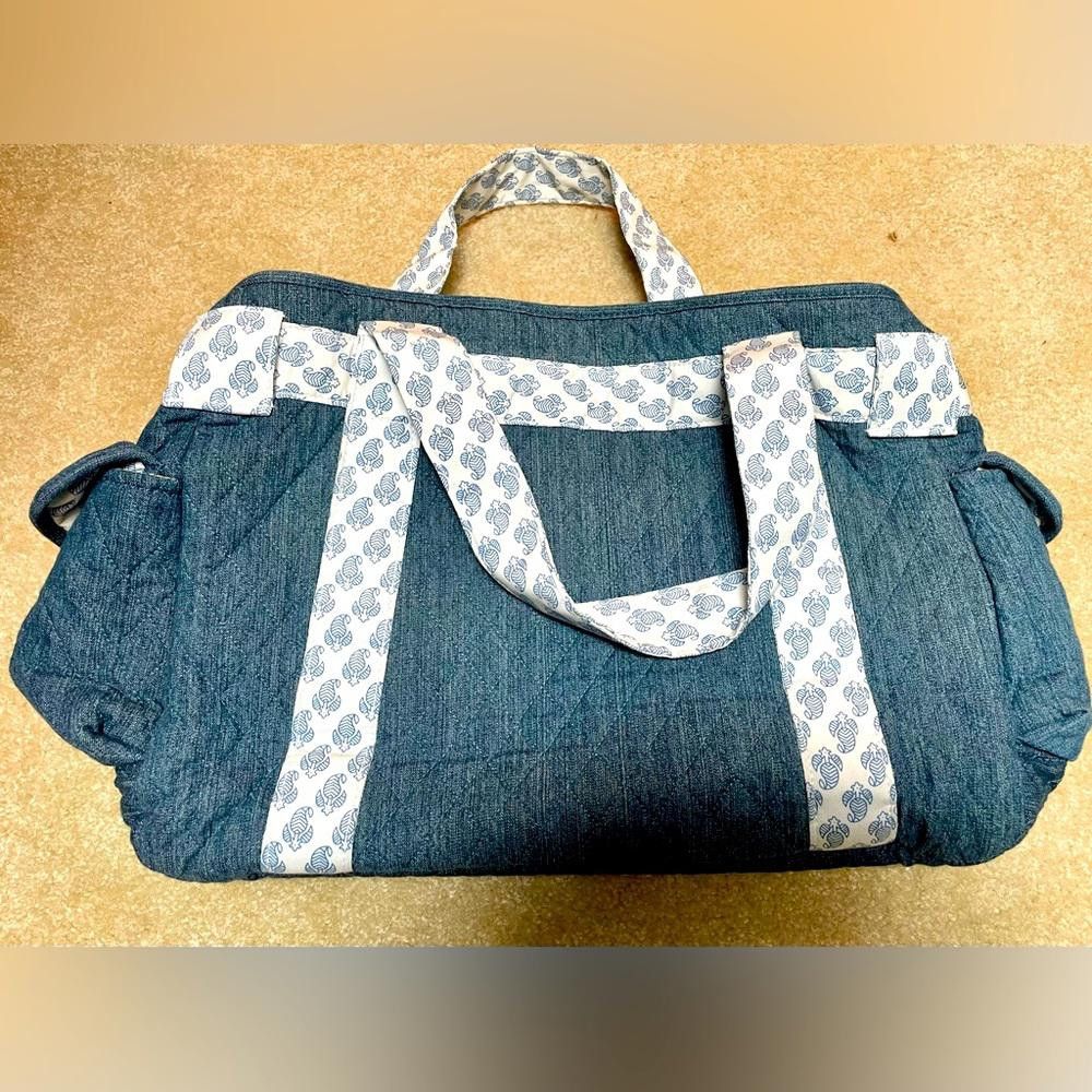 Designer Lemon Hill Cotton Blue Quilted Tote Travel Bag Size ONE SIZE - 1 Thumbnail