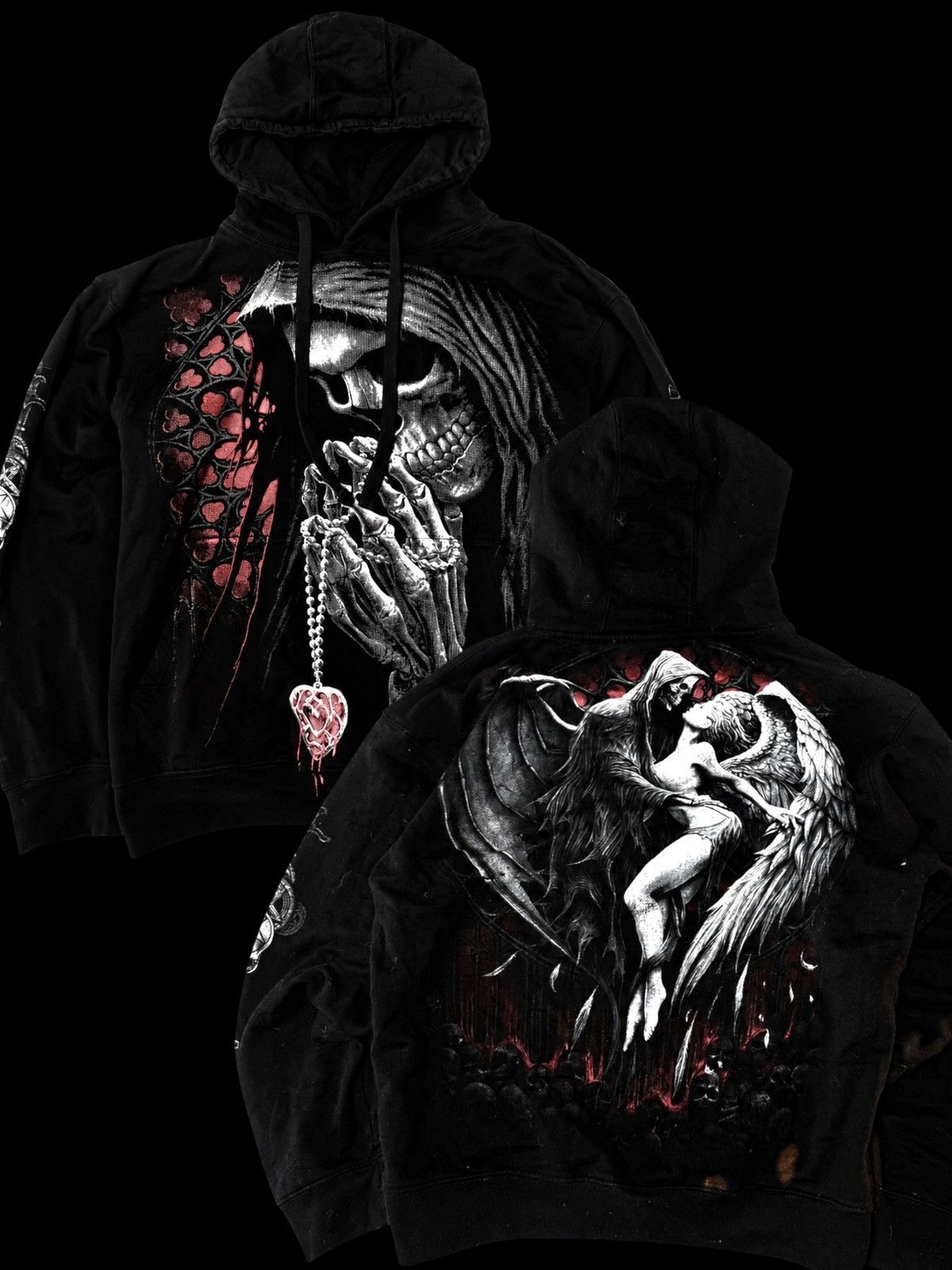 Other Vintage Gothic Angel Demon Skull Graphic Hoodie Spiral Size US M / EU 48-50 / 2 - 1 Thumbnail