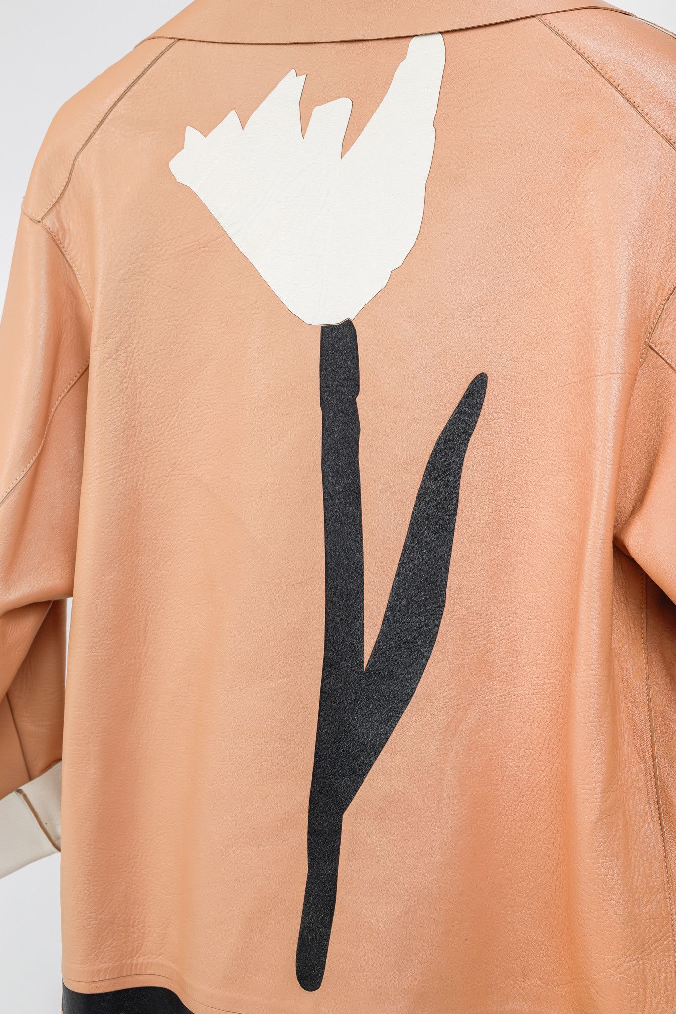 Marni Marni R/15 Peach Leather Tulip-Print Jacket Size S / US 4 / IT 40 - 7 Thumbnail