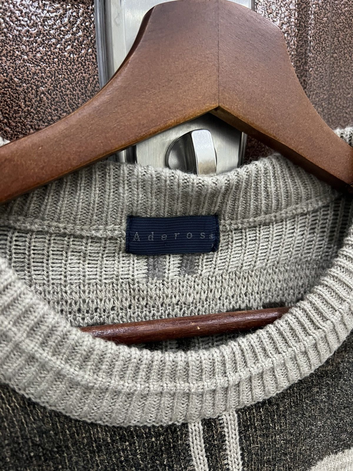 Japanese Brand ADEROS Textured Checkered Knit Sweater Retro Pullover Size US M / EU 48-50 / 2 - 6 Thumbnail