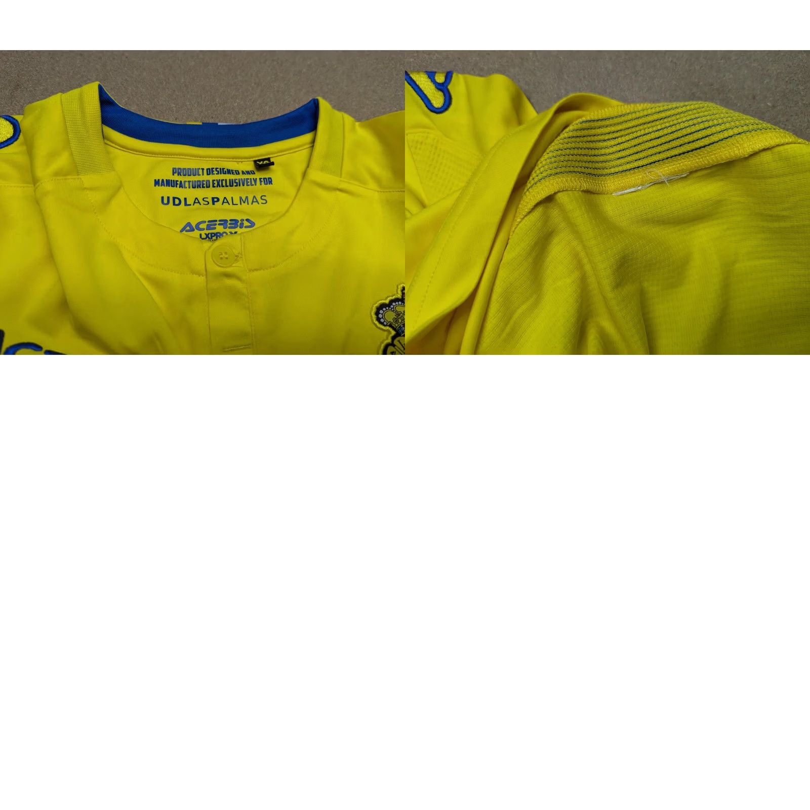 Vintage Acerbis Las Palmas Mens Jersey XS Home Yellow Football Shirt Short Sleeve Pullover Quick Dry 100% Polyester Athletic Sports Top Mens Size US XS / EU 42 / 0 - 9 Thumbnail