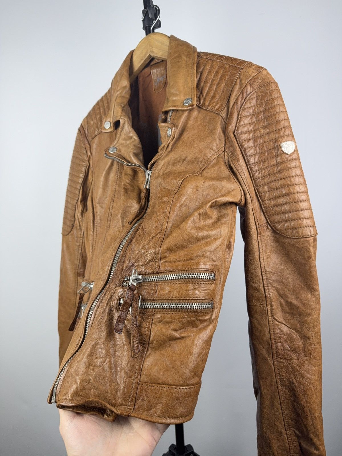 Gypsy Avant Garde 00s Y2K Gipsy Leather Moto Racing Jacket Brown L Size L / US 10 / IT 46 - 4 Thumbnail