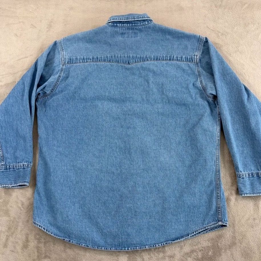 Polo Ralph Lauren VINTAGE Polo Ralph Lauren Denim Pearl Snap Western Workwear Shirt Men 2XLT Big & Tall Blue Long Sleeve Collared Size US XXL / EU 58 / 5 - 3 Thumbnail