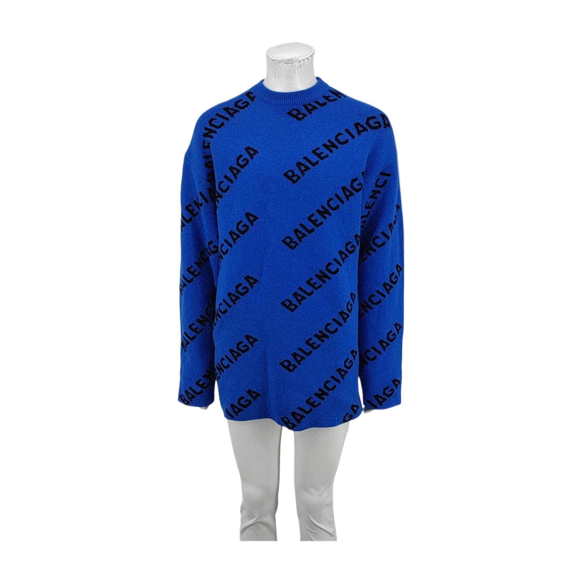 Balenciaga Balenciaga All Over Logo Wool Sweater Size S Size US S / EU 44-46 / 1 - 1 Thumbnail