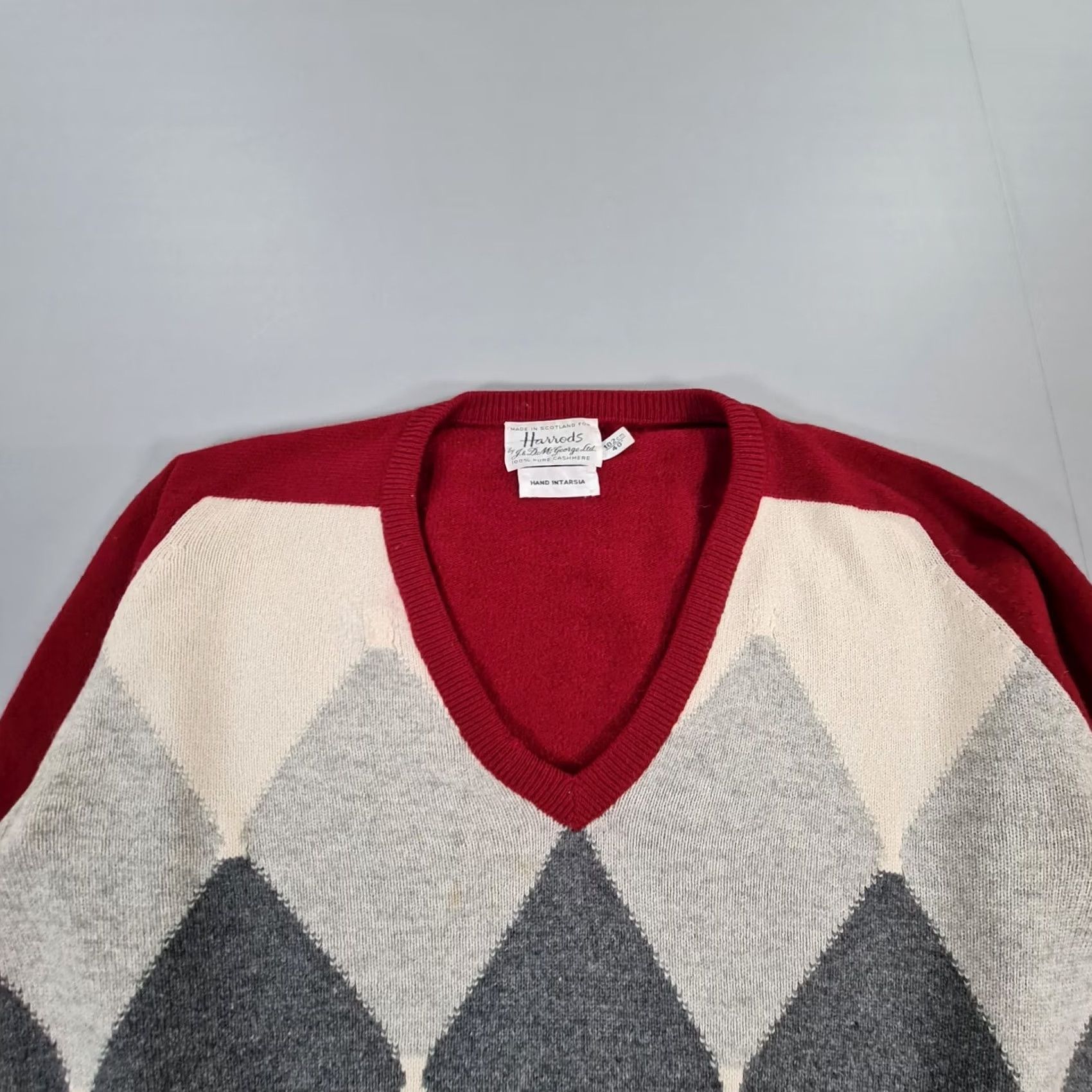 Harrods Harrods McGeorge Jumper Red 40 Diamond 100% Cashmere Knit Pullover Womens M Vintage N/A Size M / US 6-8 / IT 42-44 - 2 Thumbnail