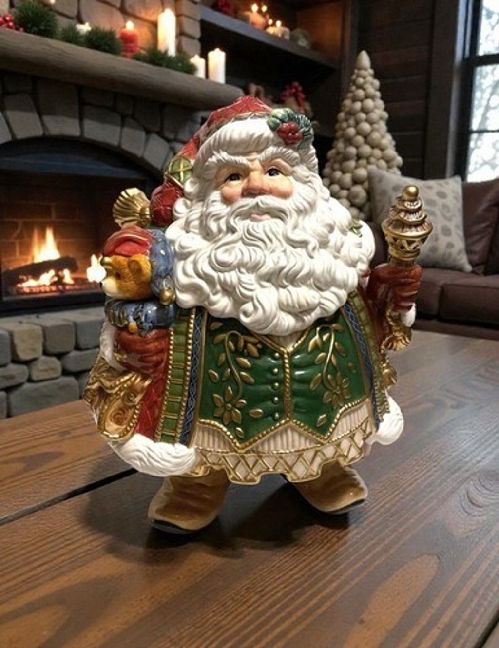 Other NWOB Fitz & Floyd Jolly Ole St. Nick Cookie Jar with Staff Size ONE SIZE - 17 Thumbnail