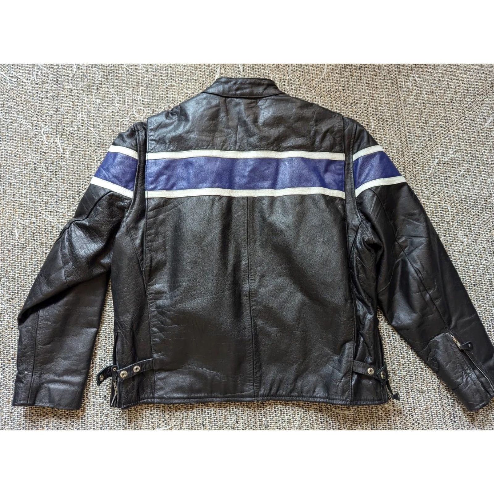 Vintage VINTAGE Harley Motorcycle Jacket 2XL Black Leather Cafe Racer Striped Cowhide Mens 50-52 1990s Size US XXL / EU 58 / 5 - 2 Thumbnail