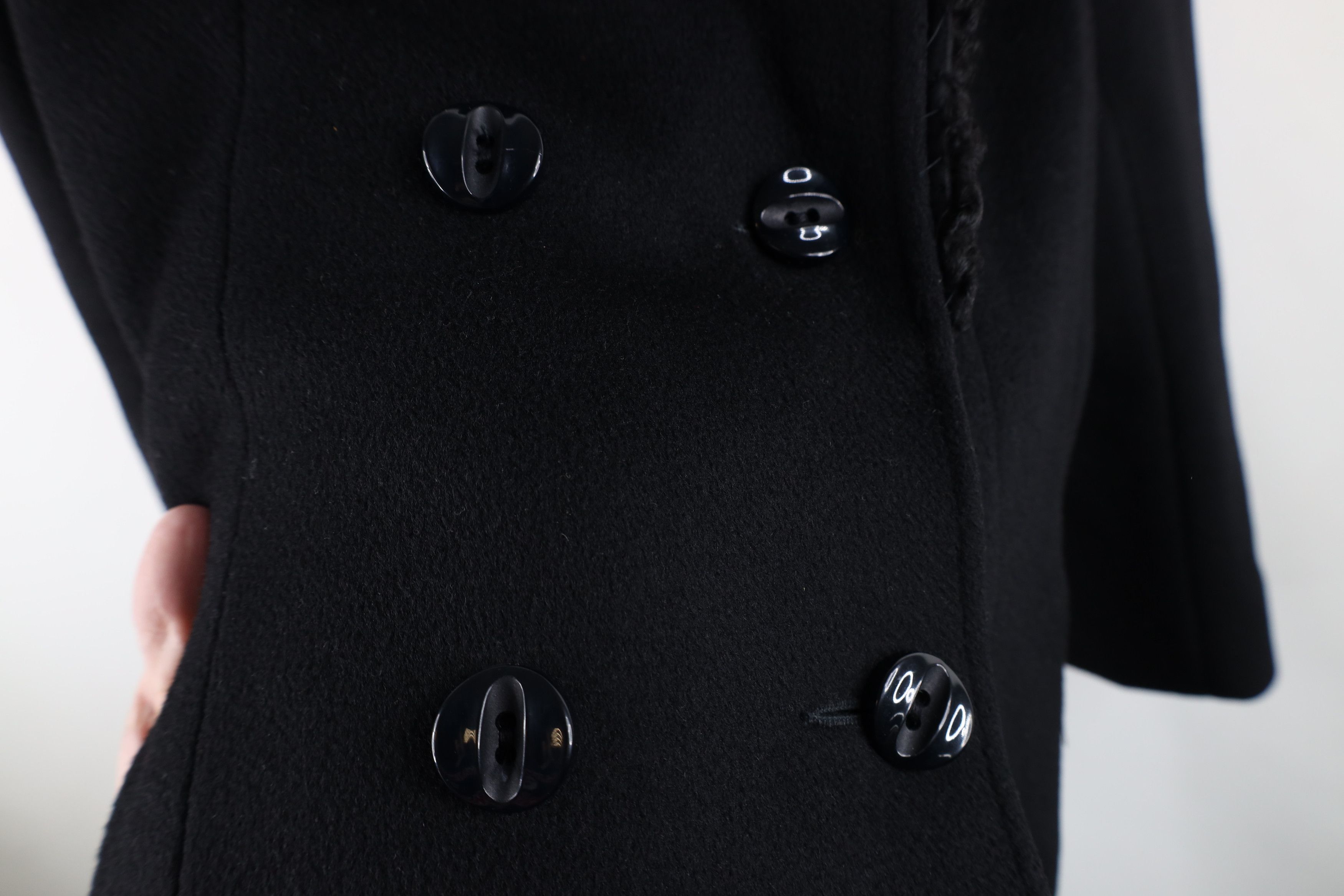 Vintage Vintage 80s 90s Mod Velvet Wool Overcoat Jacket Black USA Size L / US 10 / IT 46 - 5 Thumbnail