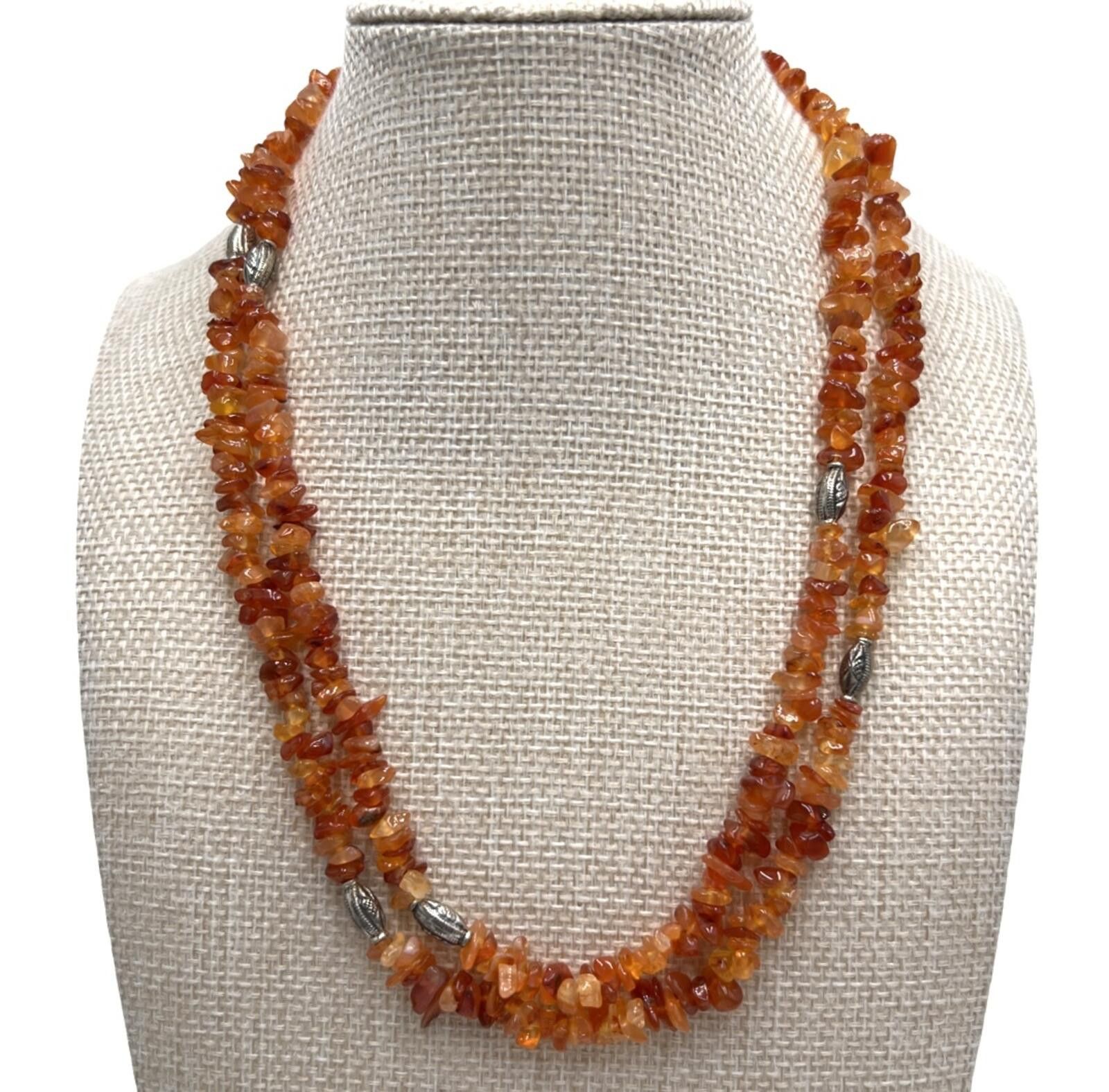 Other Doug Paulus Carnelian & Agate Sterling Silver Bead Necklace Size ONE SIZE - 1 Thumbnail