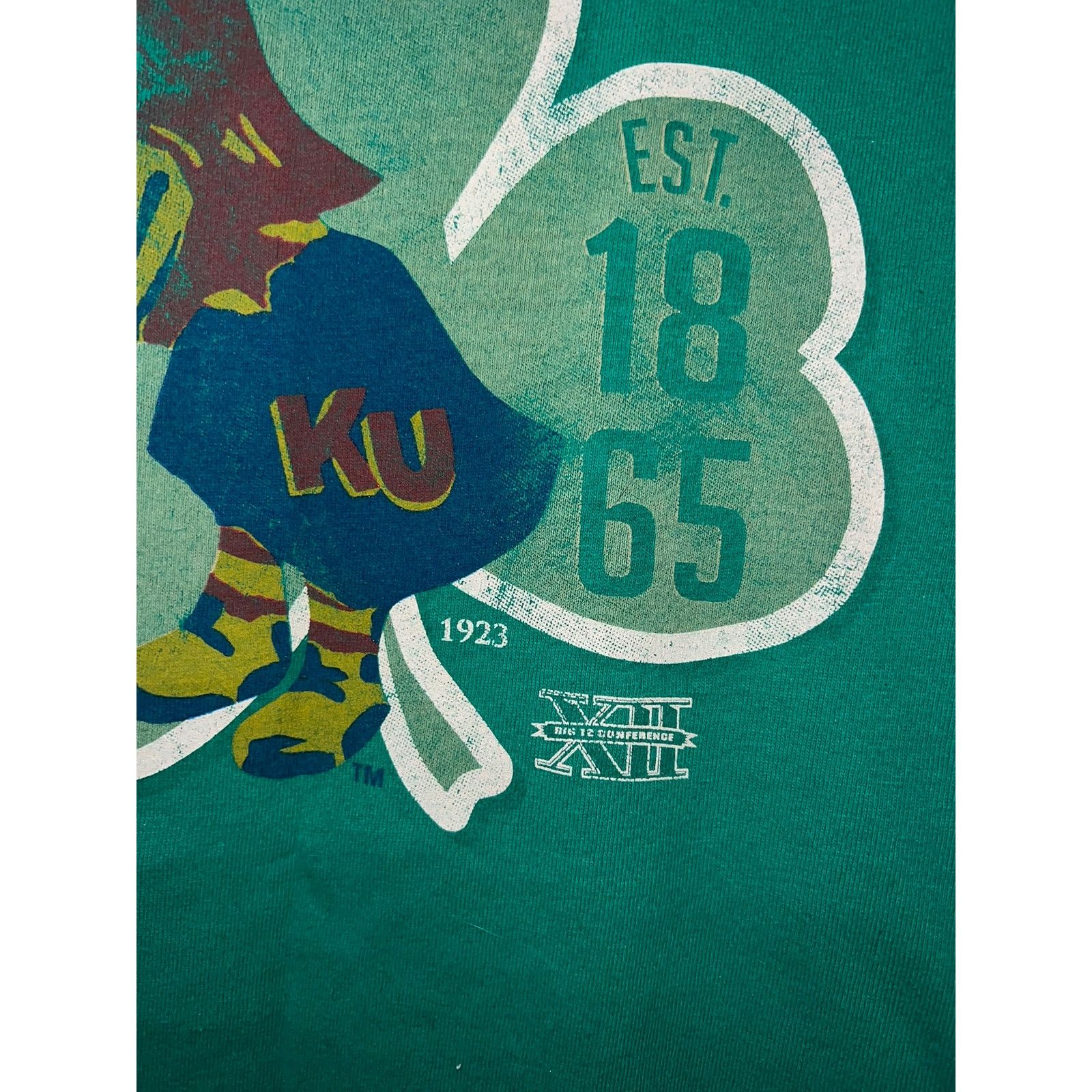 Gildan Vintage Kansas University Jayhawks Shirt Big 12 Green KU Tee Size US L / EU 52-54 / 3 - 4 Thumbnail