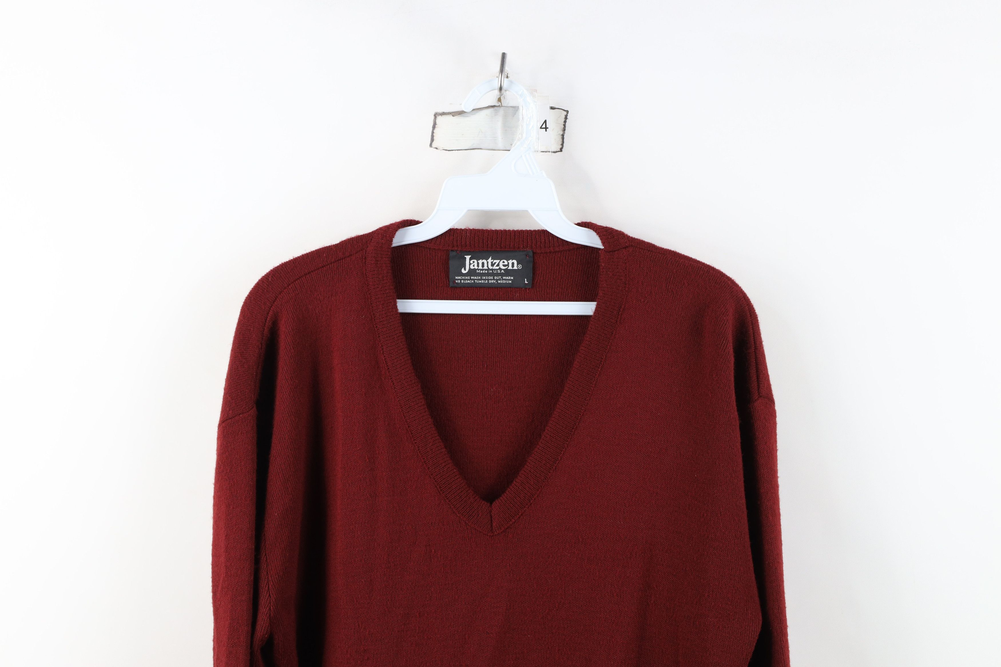 Vintage Vintage 70s Streetwear Ribbed Knit V-Neck Sweater Red USA Size US L / EU 52-54 / 3 - 2 Thumbnail
