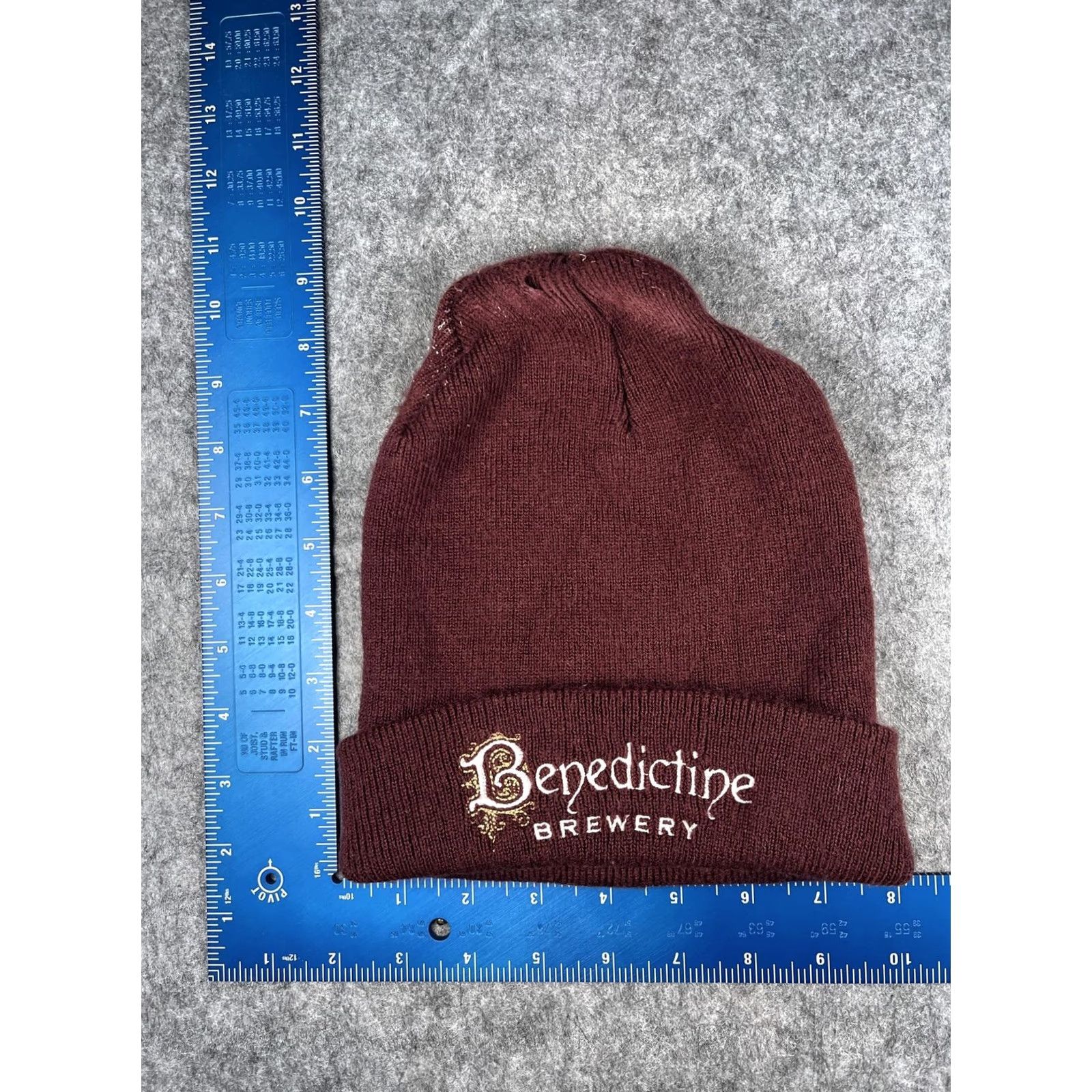 Port & Company Port & Company Hat Beanie Mens One Size Red Benedictine Brewery Logo Knit Winter Size ONE SIZE - 2 Thumbnail