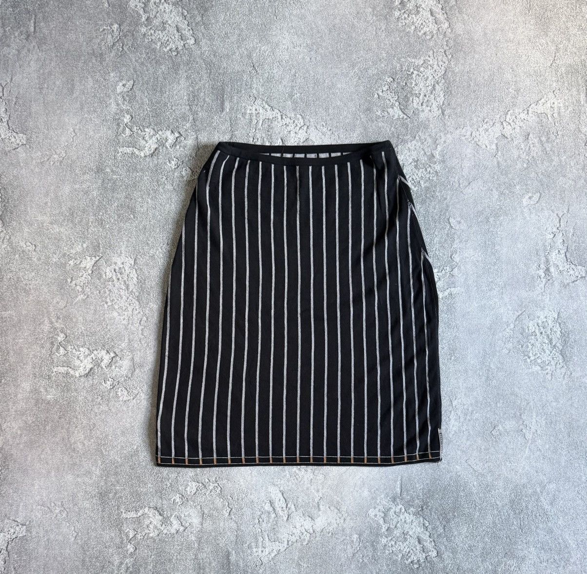 Designer Xess + Baba M reversible knitwear striped skirt midi maxi Size 26" / US 2 / IT 38 - 7 Thumbnail