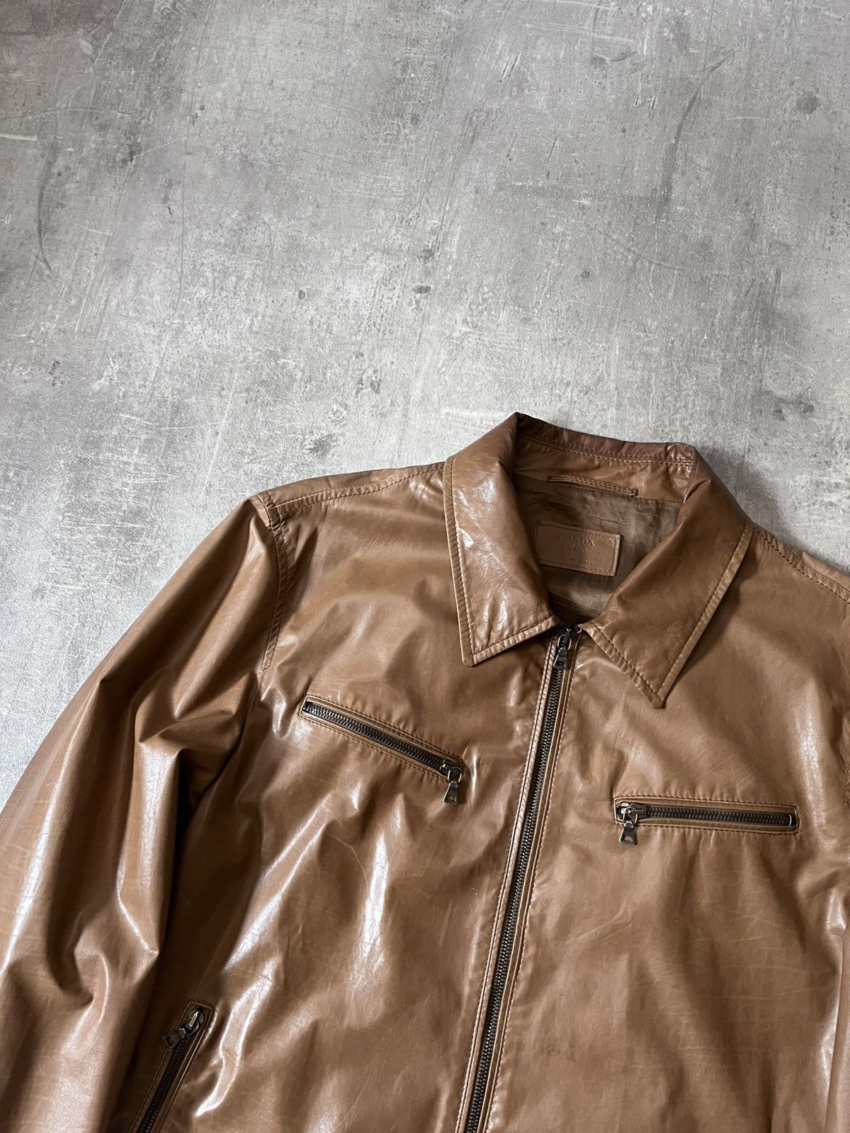 Prada Prada S/S 2006 brown soft lamb leather bomber jacket Size US L / EU 52-54 / 3 - 4 Thumbnail