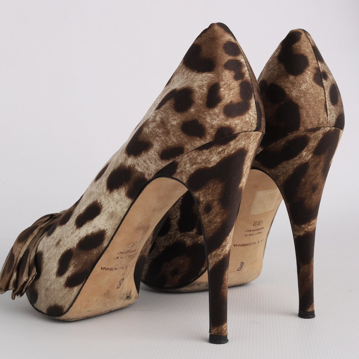 Dolce & Gabbana Dolce Gabbana Satin Leopard Print Heel Peep Toe Shoes Size US 9 / IT 39 - 9 Thumbnail