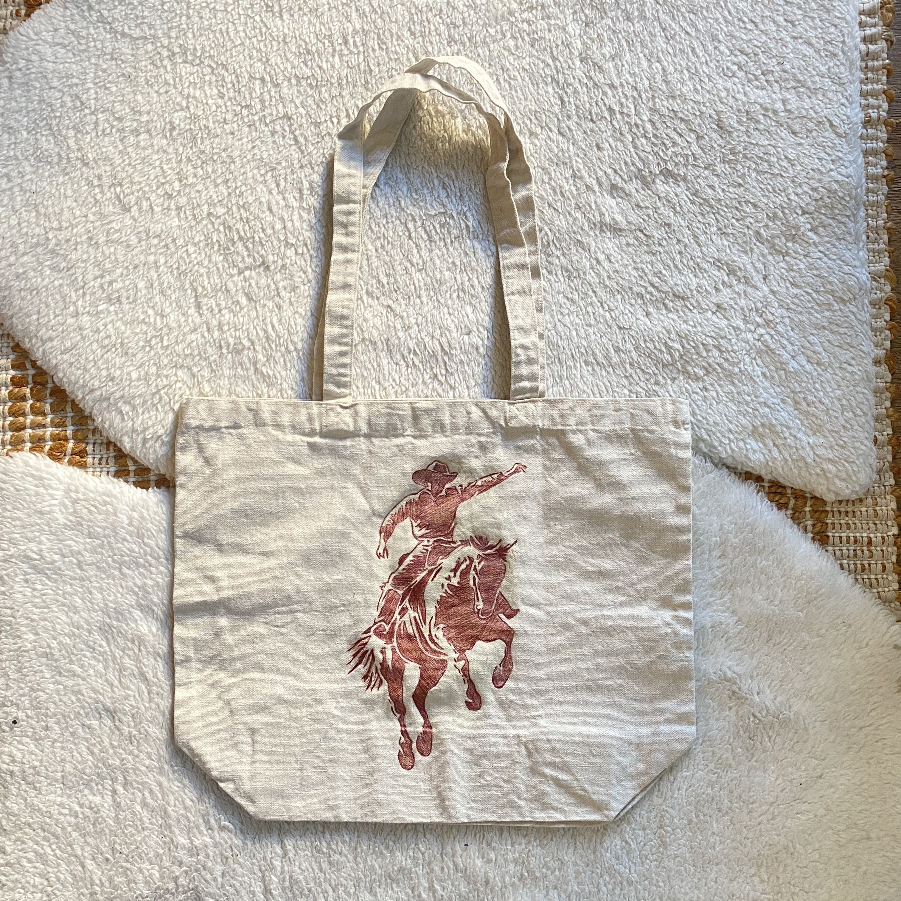 Other Hand-Burned Cowboy Canvas Tote Bag – One-of-a-Kind Design Size ONE SIZE - 13 Thumbnail