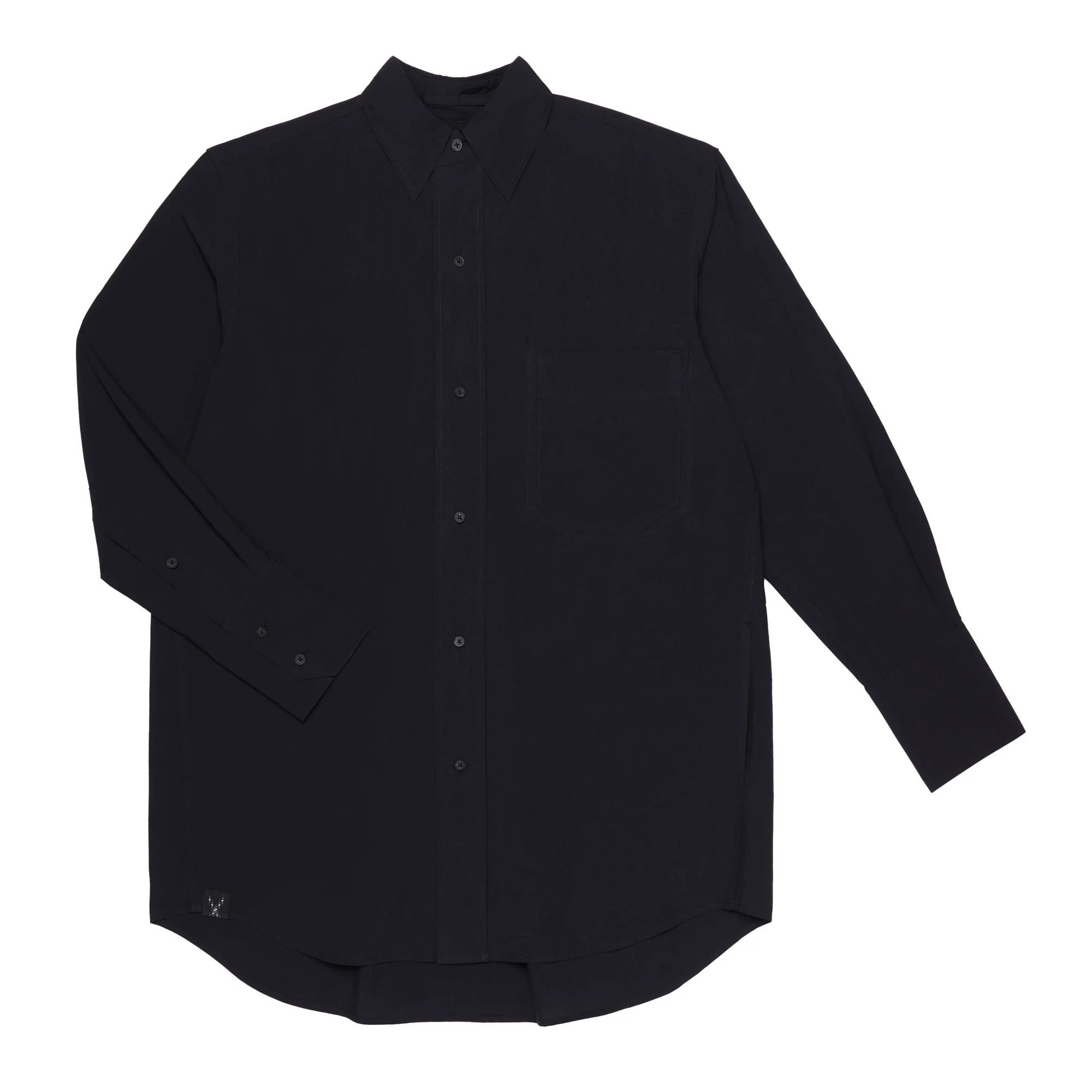Outlier Apaperycotton Longline Button Up Shirt Black