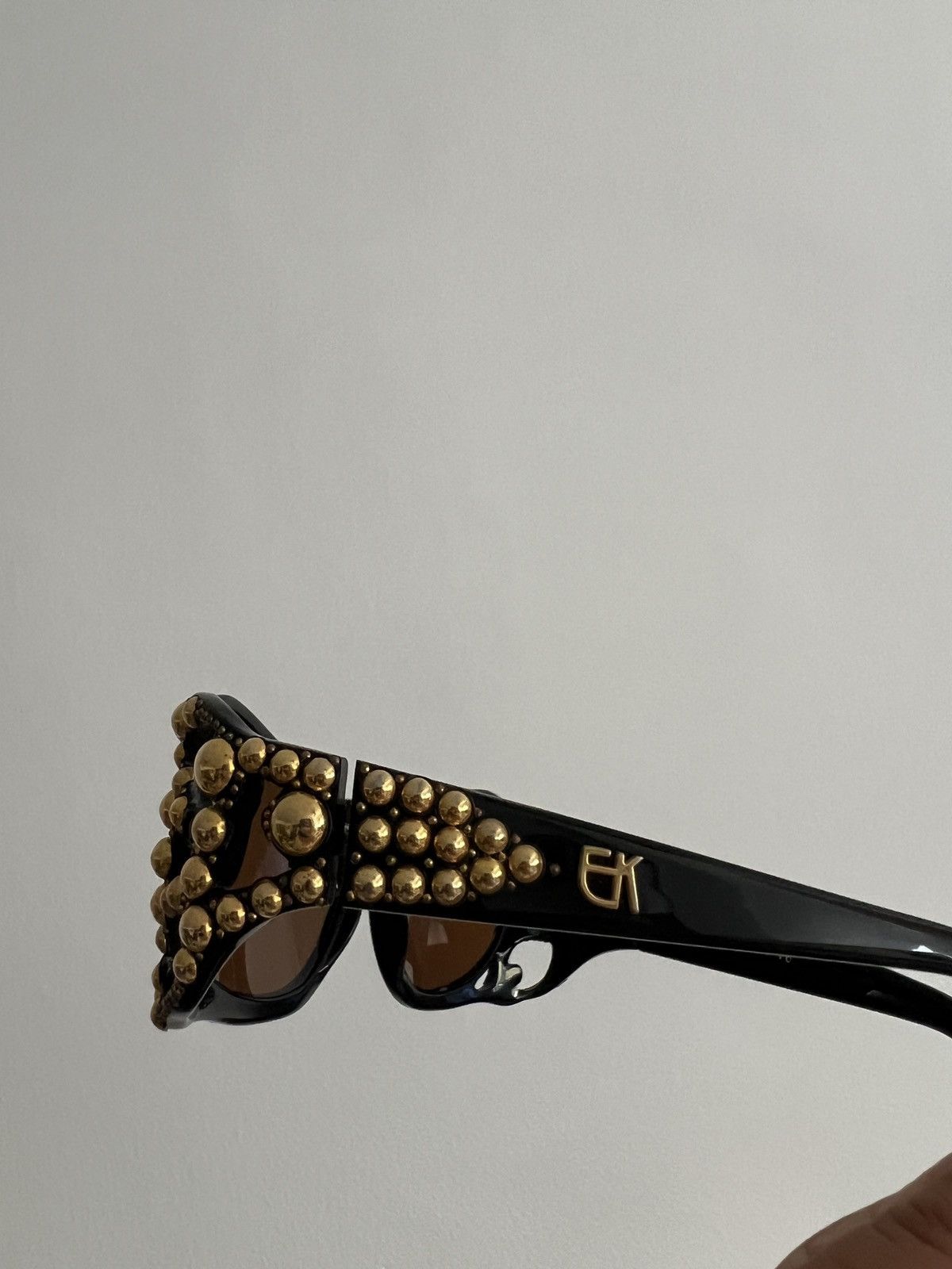 Emmanuelle Khanh Vintage Emmanuelle Khanh Golden Studded Sunglasses Size ONE SIZE - 4 Thumbnail