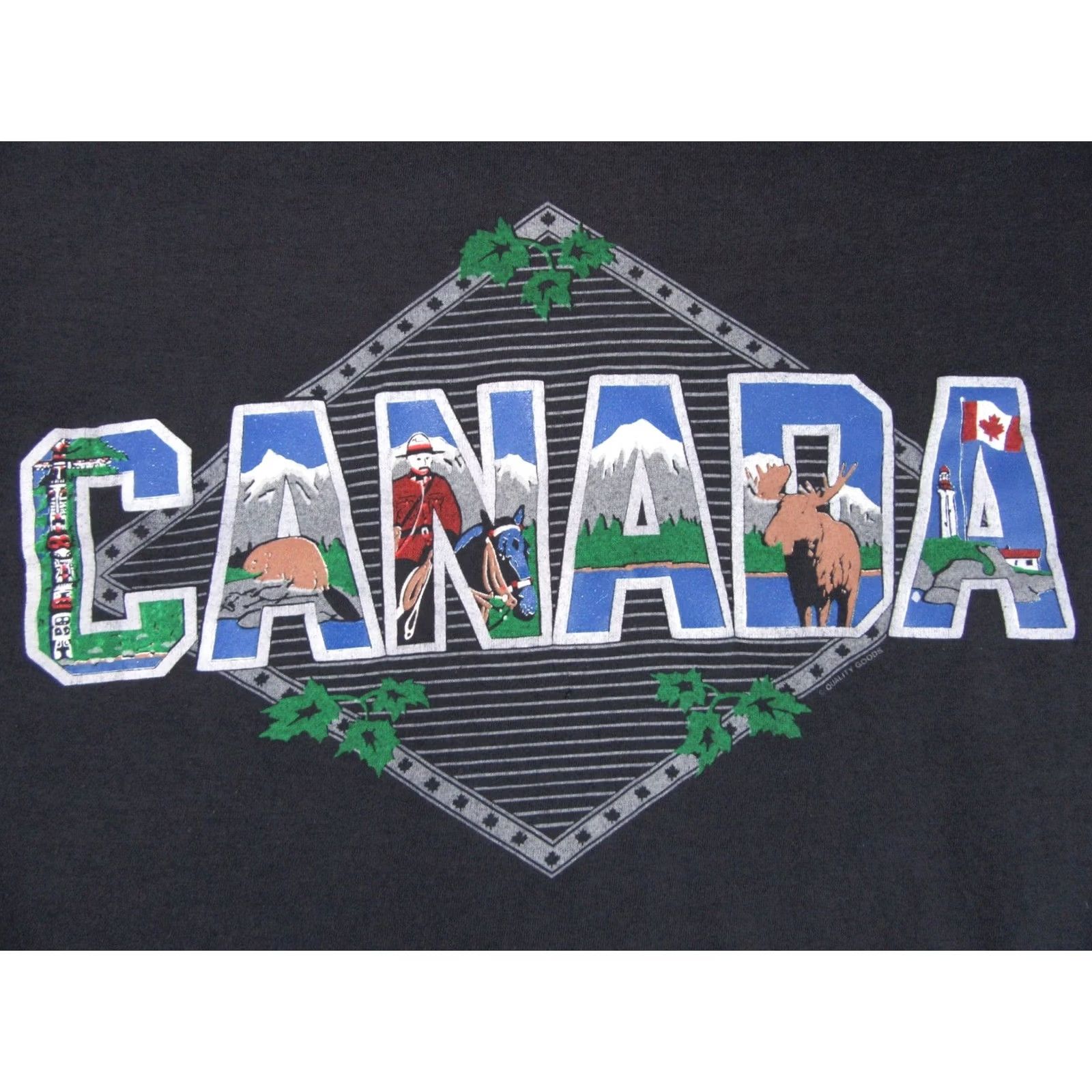 Vintage VINTAGE 80s CANADA PAPER T-Shirt MEDIUM Black mountain nature moose single stitch Men Size US M / EU 48-50 / 2 - 3 Thumbnail