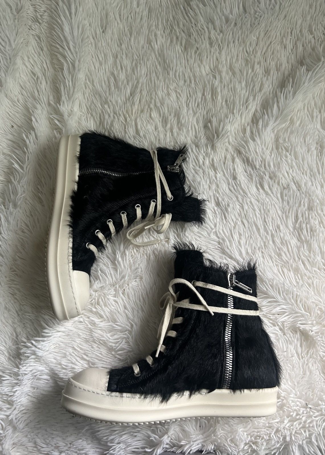 Rick Owens Rick Owens Mainline Leather Ramones Pony Hair Sz 39 Size US 9 / IT 39 - 3 Thumbnail