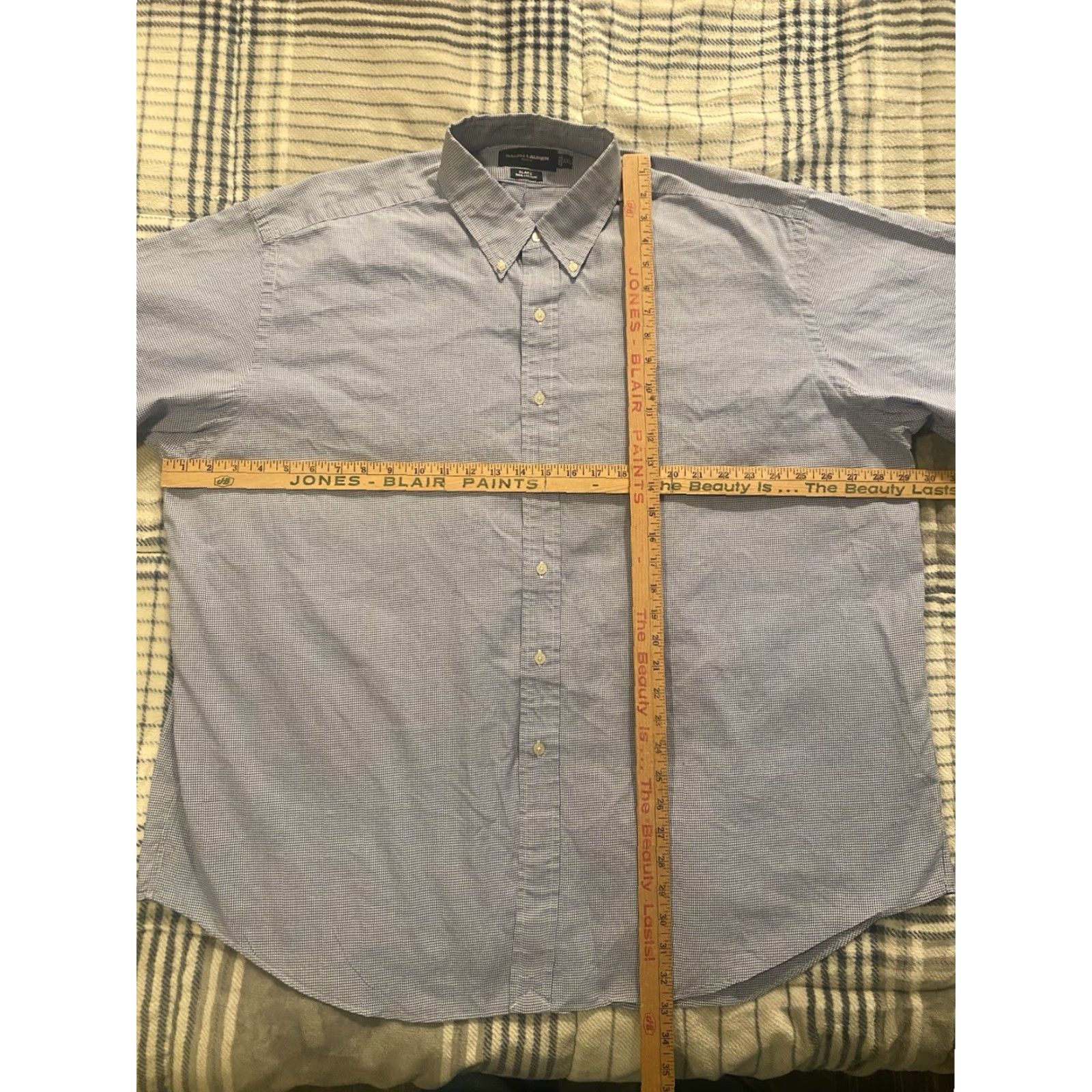 Ralph Lauren Ralph Lauren Golf Shirt Houndstooth Short Sleeve Button-Down Blue Mens 2XL Size US XXL / EU 58 / 5 - 6 Thumbnail