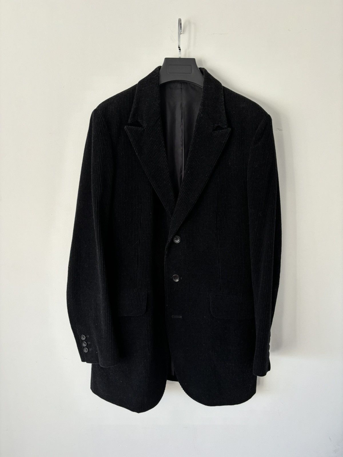 image of Yohji Yamamoto Look 3 22Aw Corduroy Jacket in Black, Men's (Size Large)