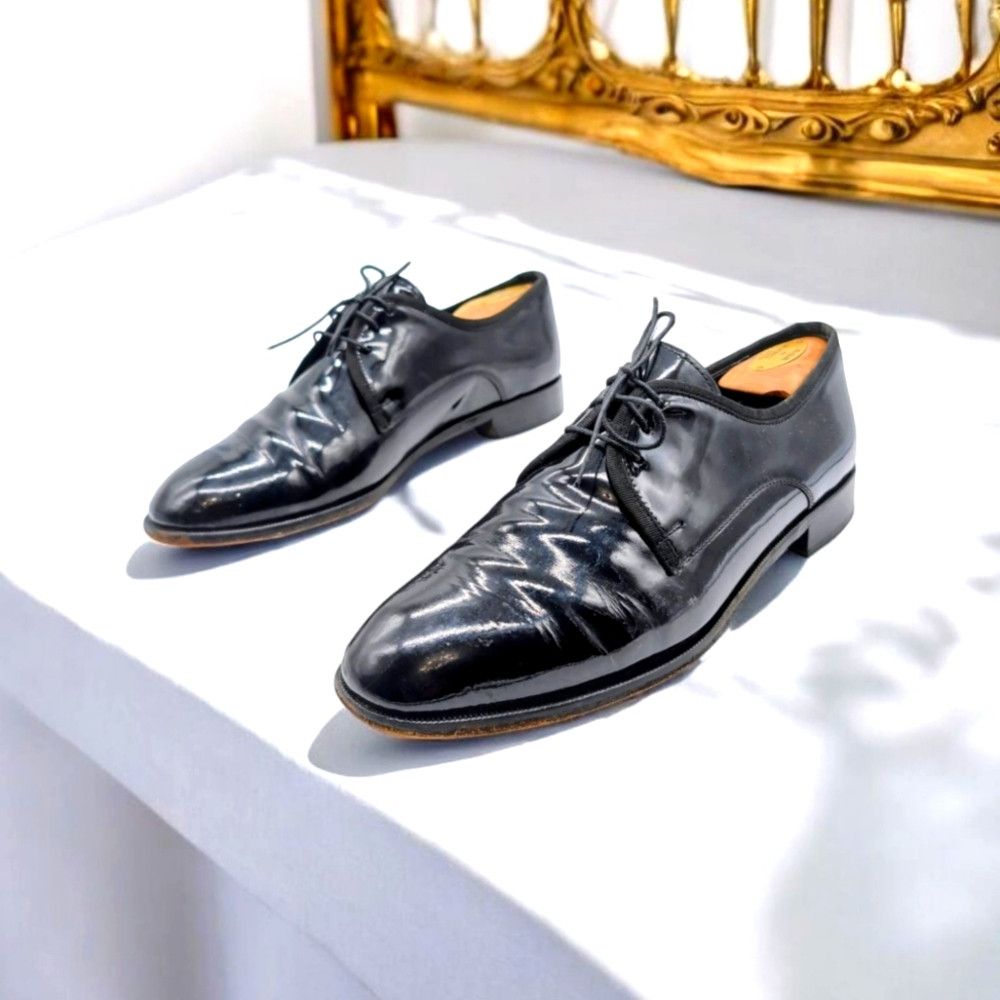 Pronto Uomo Black sz 10.5 Patent Leather Oxford Shoes By Pronto Uomo F Size US 10.5 / EU 43-44 - 1 Thumbnail