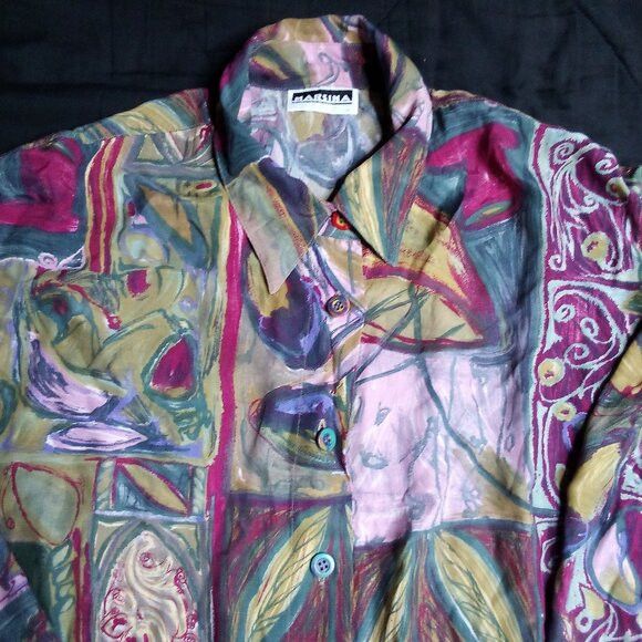 Other Vintage Marsina Abstract Geometric Psychedelic Button Shirt Size L / US 10 / IT 46 - 1 Thumbnail