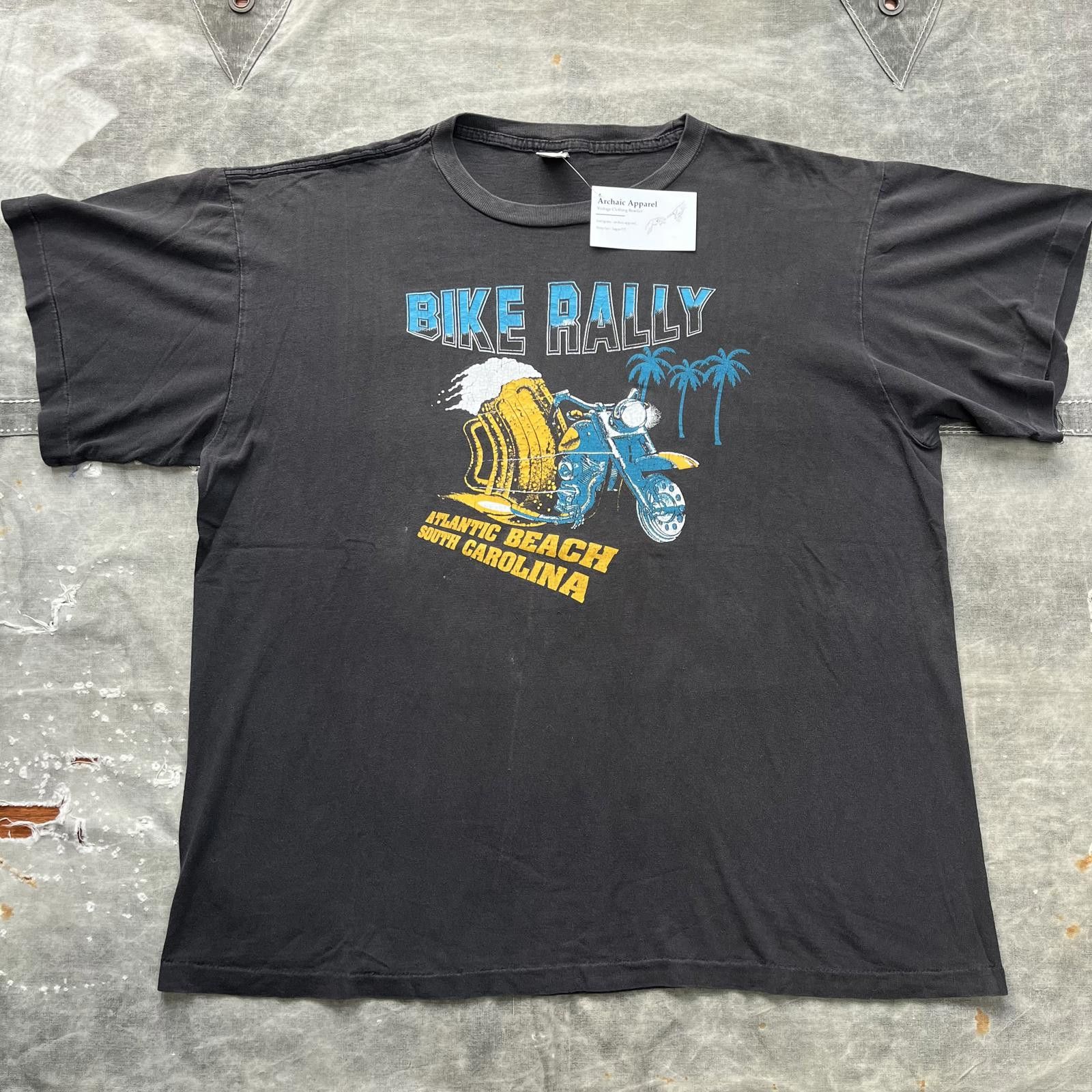 Vintage Vintage Faded Atlantic Beach Bike Rally Motorcycle Beer Tee Size US XL / EU 56 / 4 - 1 Thumbnail