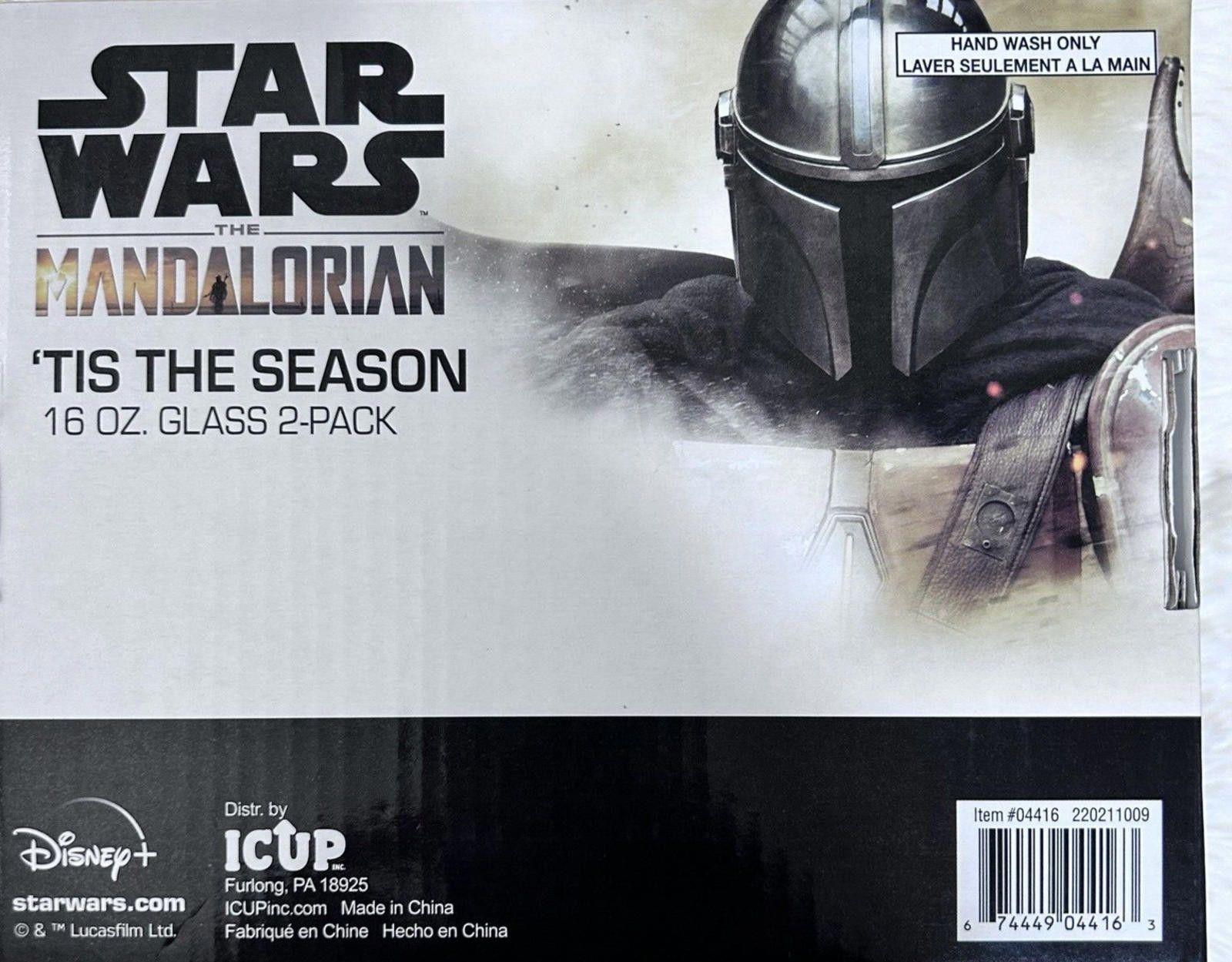 Designer Star Wars Mandalorian TIS THE SEASON 16oz Glasses 2Pk Size ONE SIZE - 2 Thumbnail