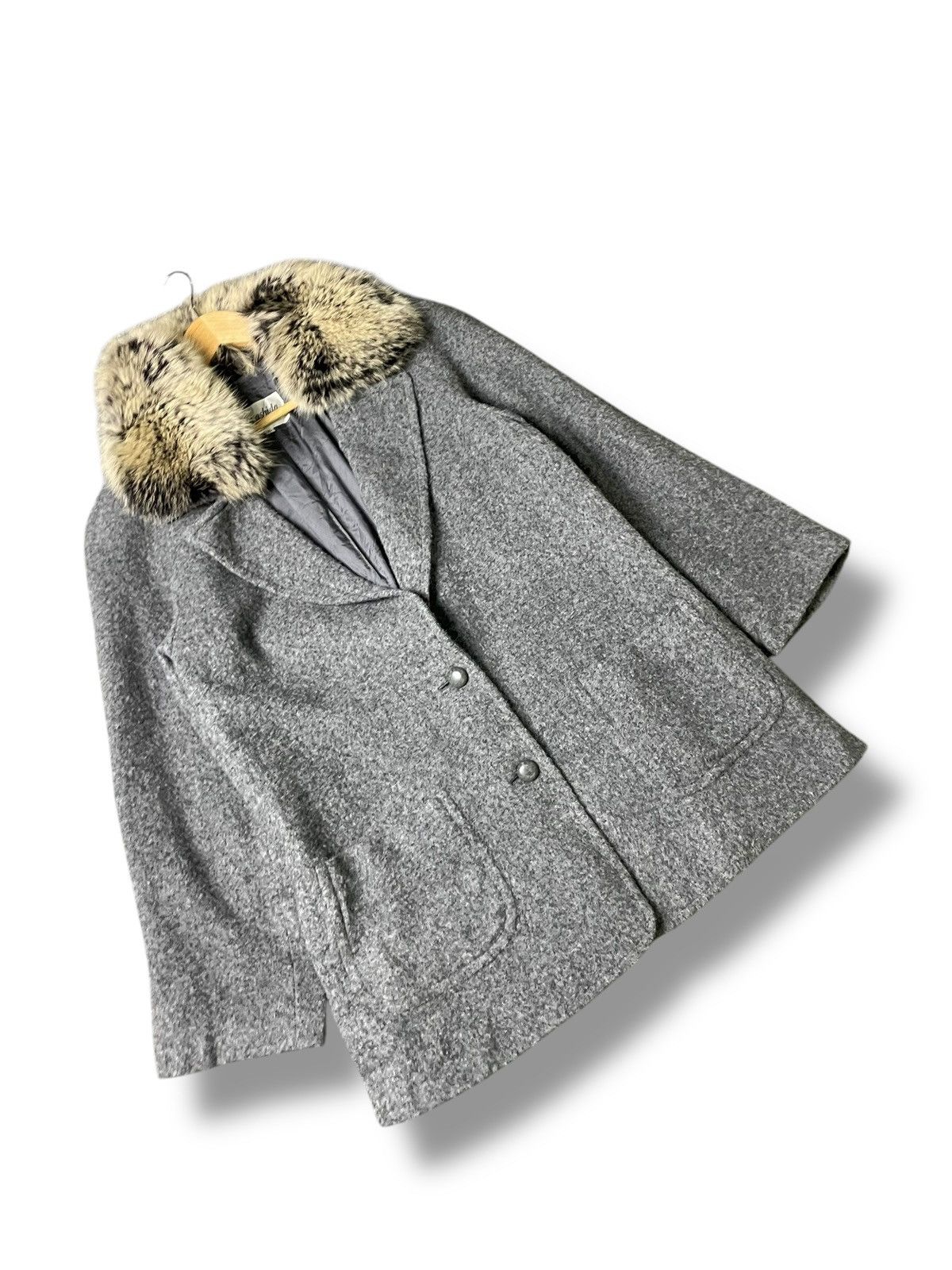 Japanese Brand × Vintage JUN ASHIDA Japanese Brand Fur Collar Coat (65) Size US L / EU 52-54 / 3 - 4 Thumbnail