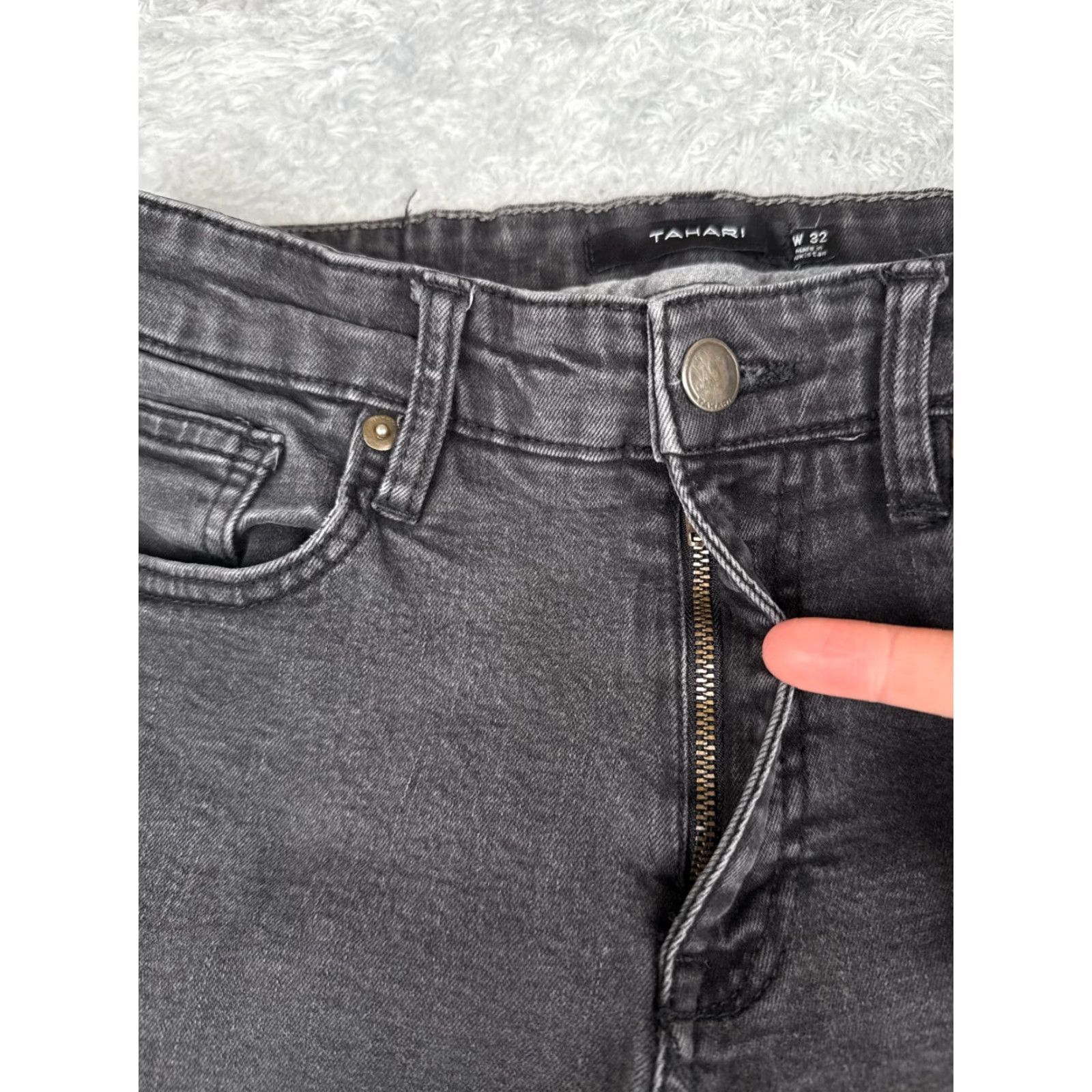 Vintage Tahari Jeans Womens 32 Black Skinny Distressed Cotton Blend Mid Rise 30x30 Size 24" / US 00 / IT 34 - 5 Thumbnail