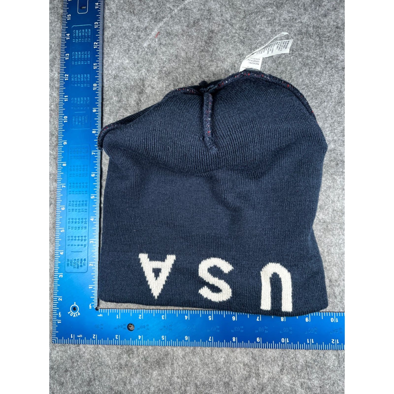 Vintage American Eagle USA Flag Beanie Adult Blue Red White Knit 100% Acrylic Pom Unisex Mens Womens Size ONE SIZE - 6 Thumbnail